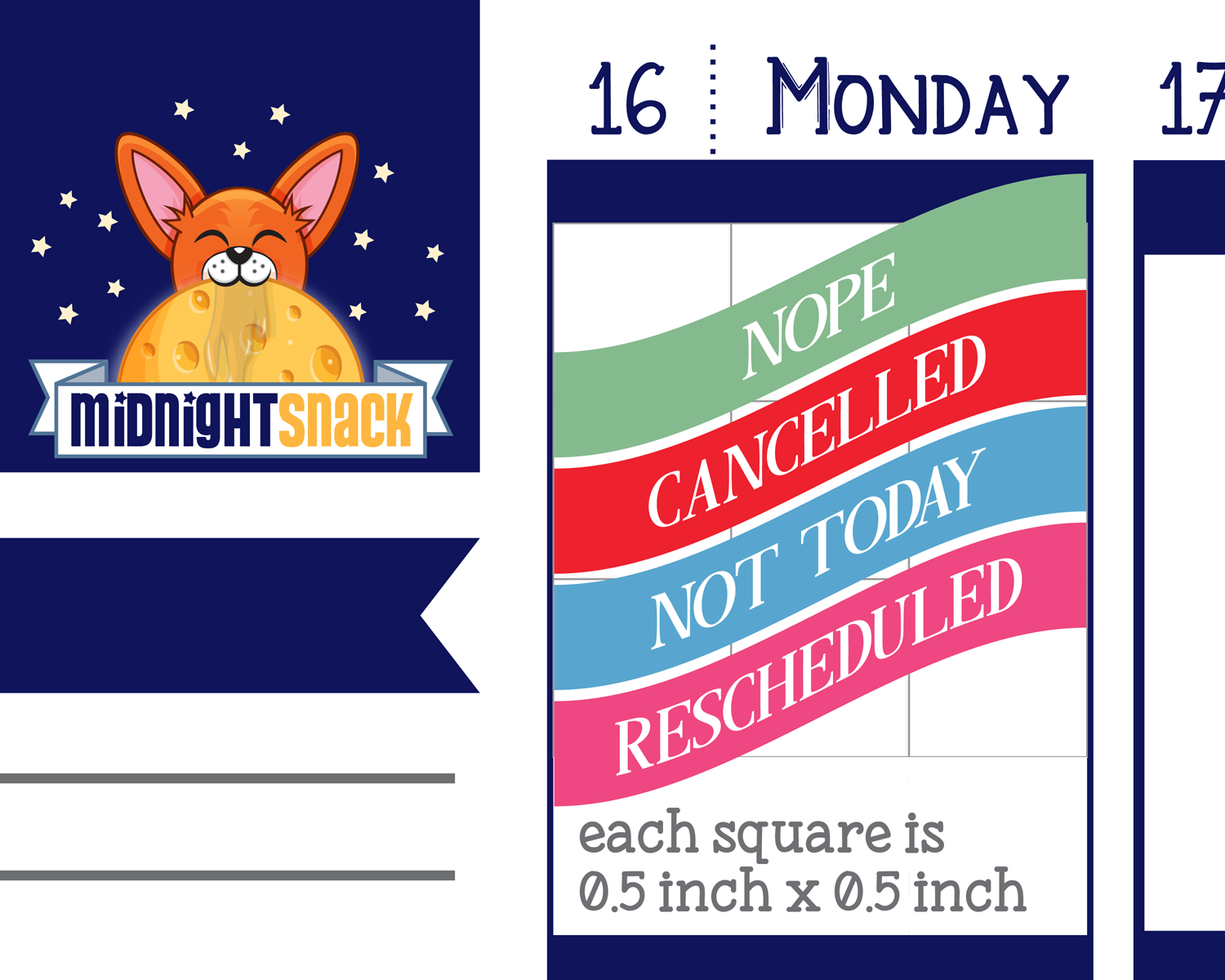 Cancelled, Rescheduled, Nope, and Not Today Banner Planner Stickers