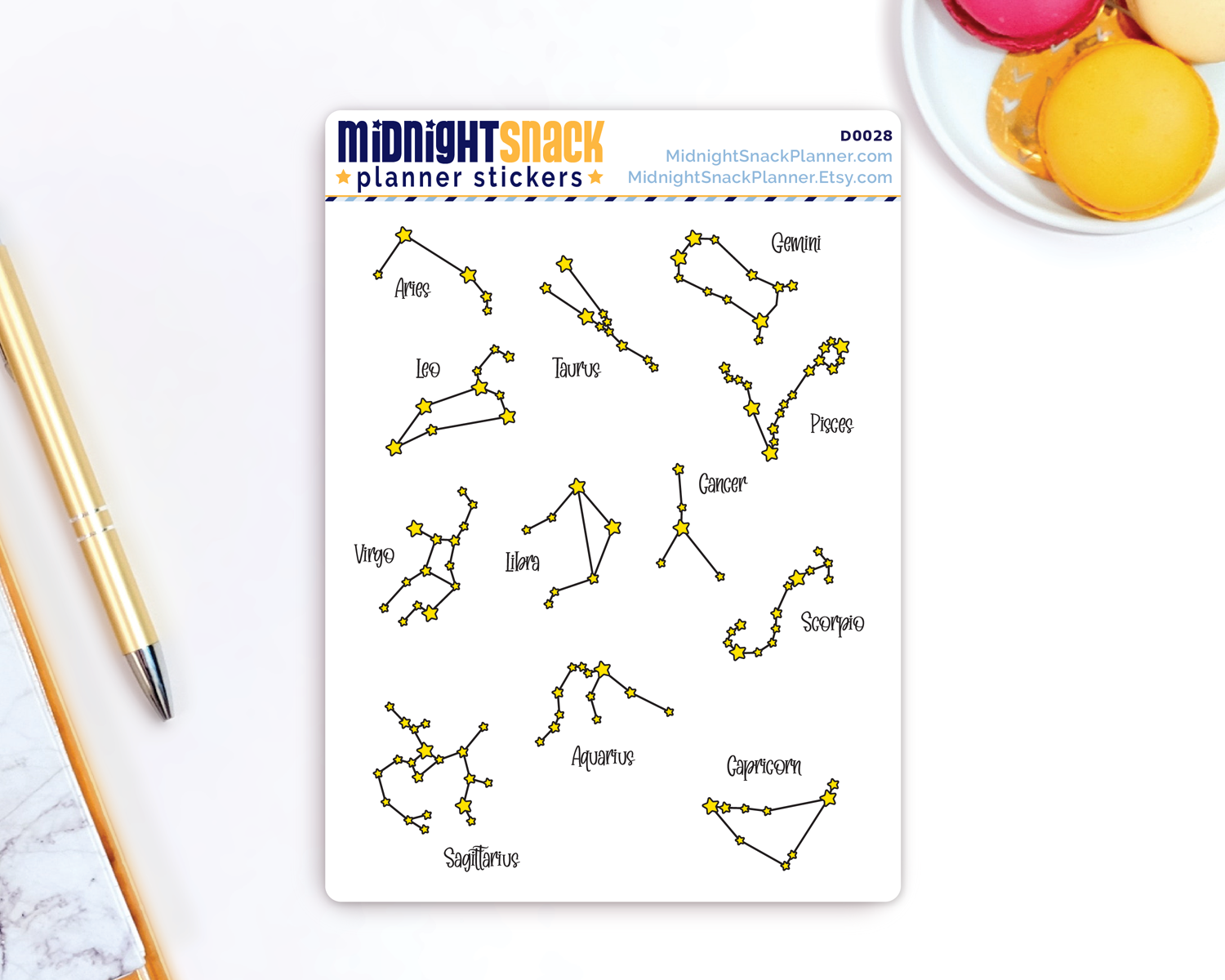 Zodiac Constellations Planner Stickers:  Astrological Signs Stars