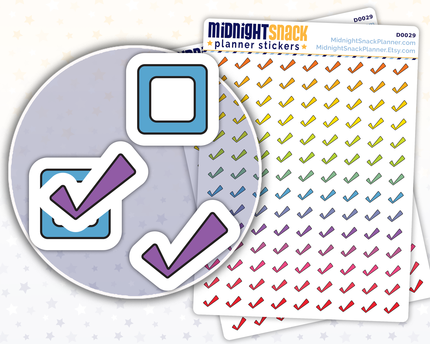 To Check Sticker Checkmarks and Check Boxes Planner Stickers – Midnight Snack Planner