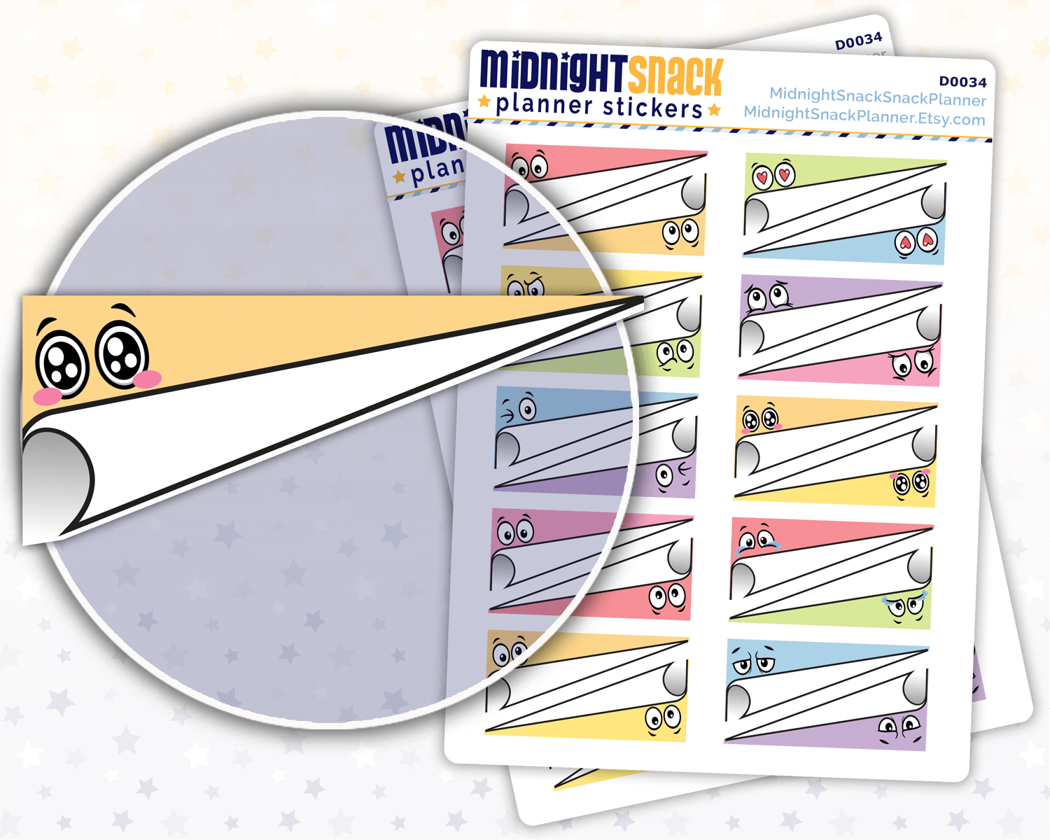 Emoji Paper Curled Corners: Mood Tracker Planner Stickers