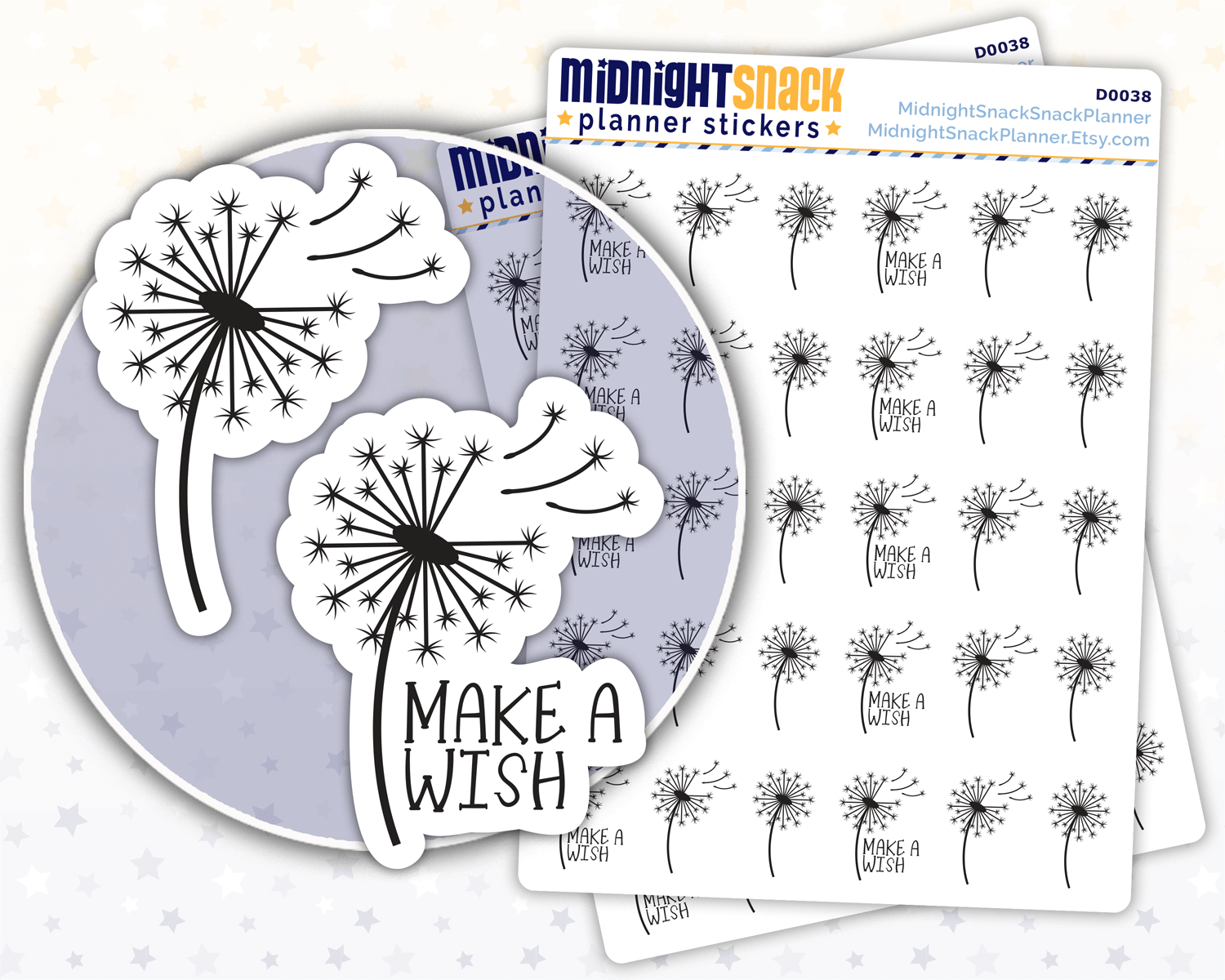 Make a Wish: Dandelion Icon Planner Stickers