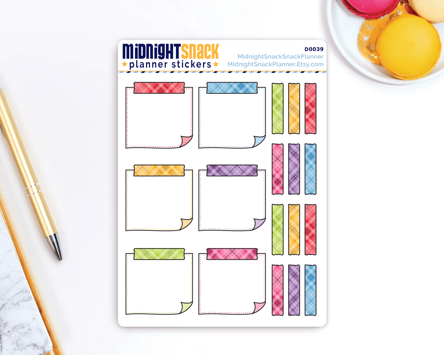 Sticky Note with Washi Tape Planner Stickers