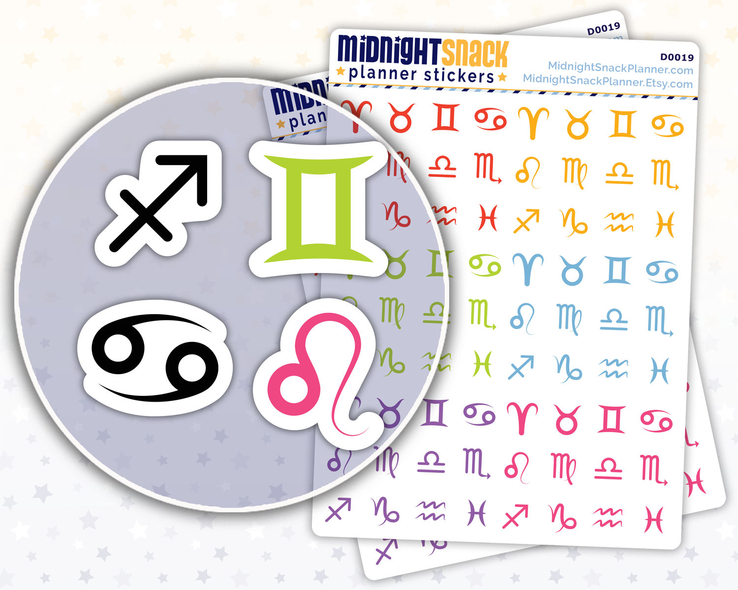 Zodiac Symbol Planner Stickers:  Astrological Signs