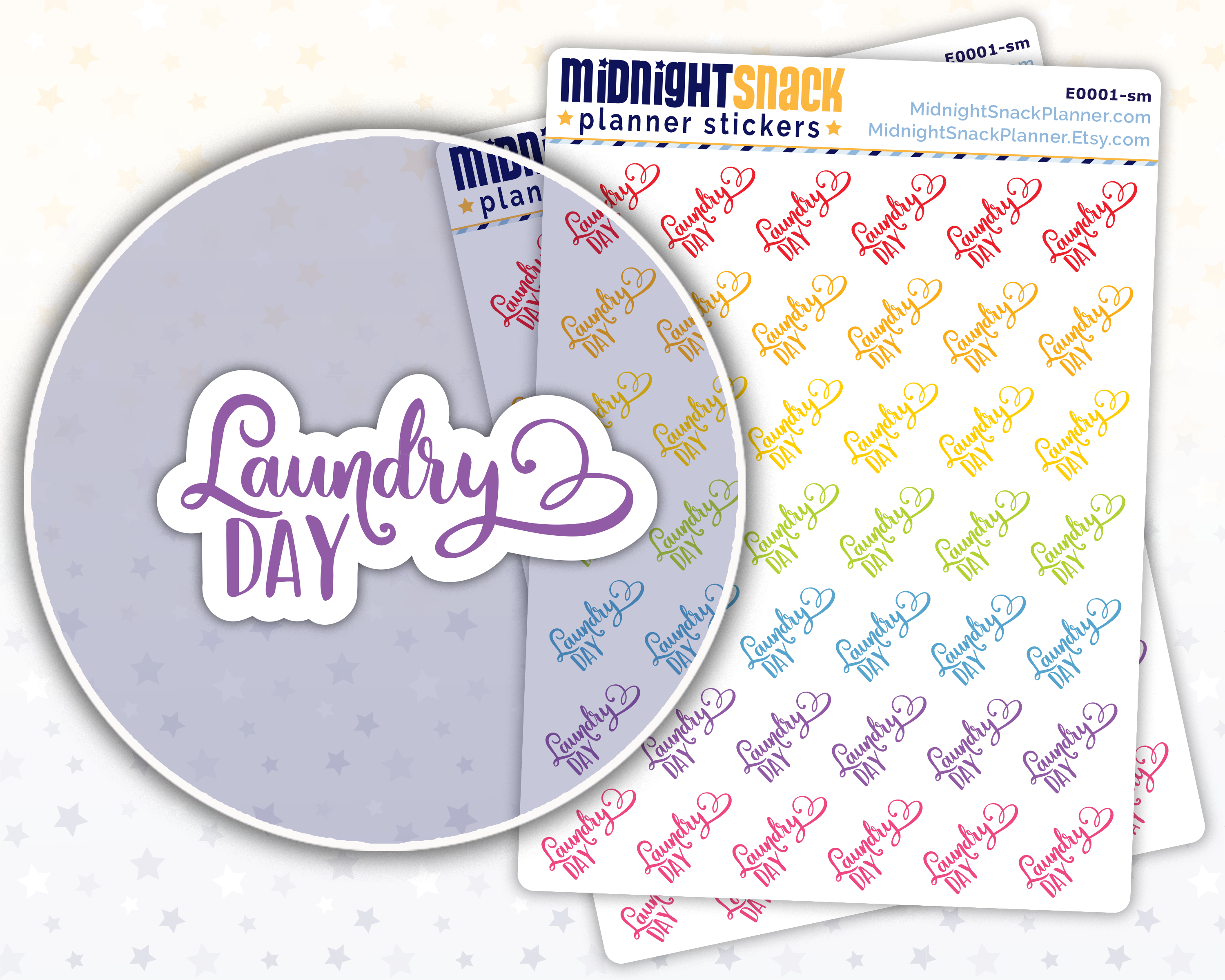 Laundry Day Script Planner Stickers