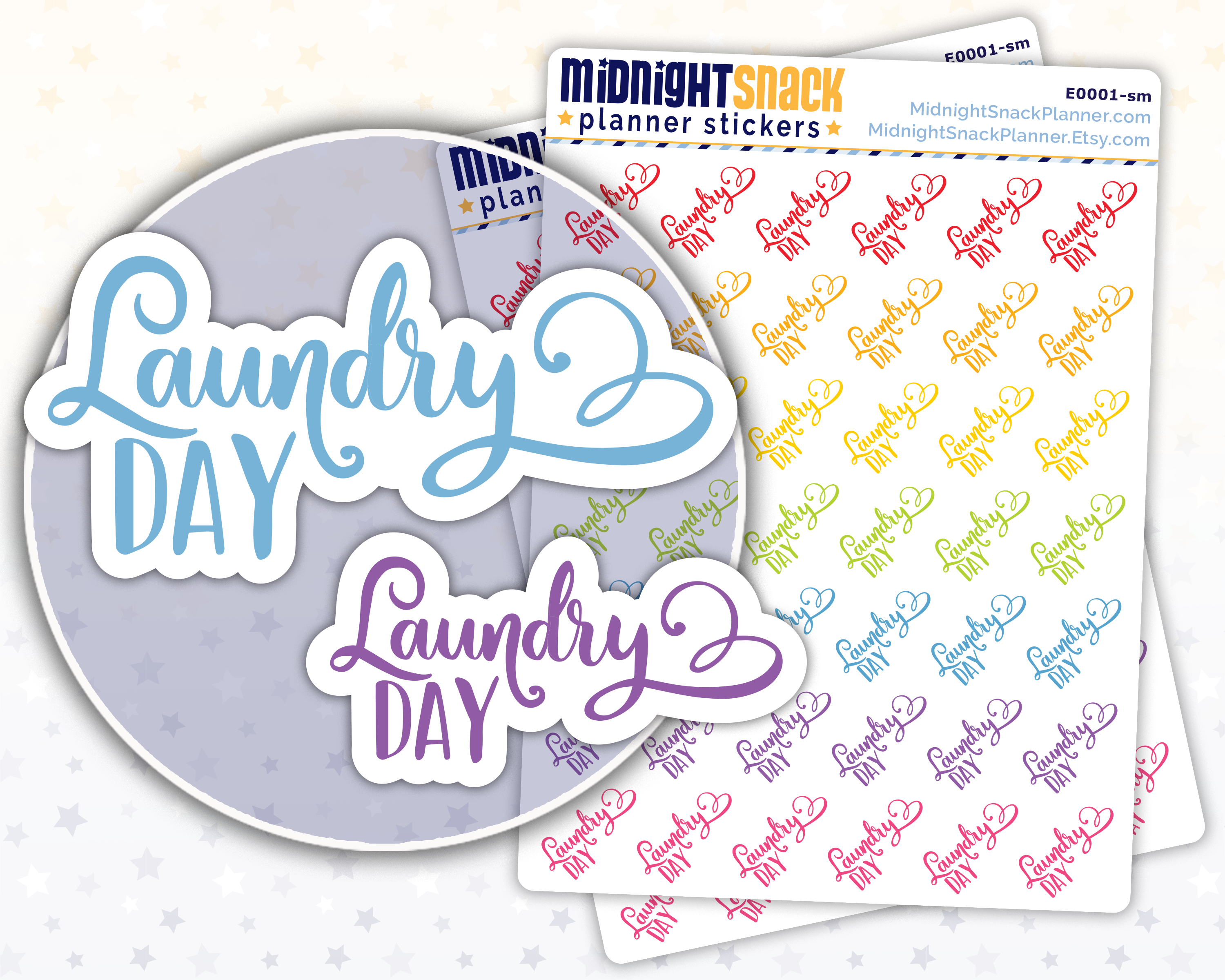 Laundry Day Script Planner Stickers