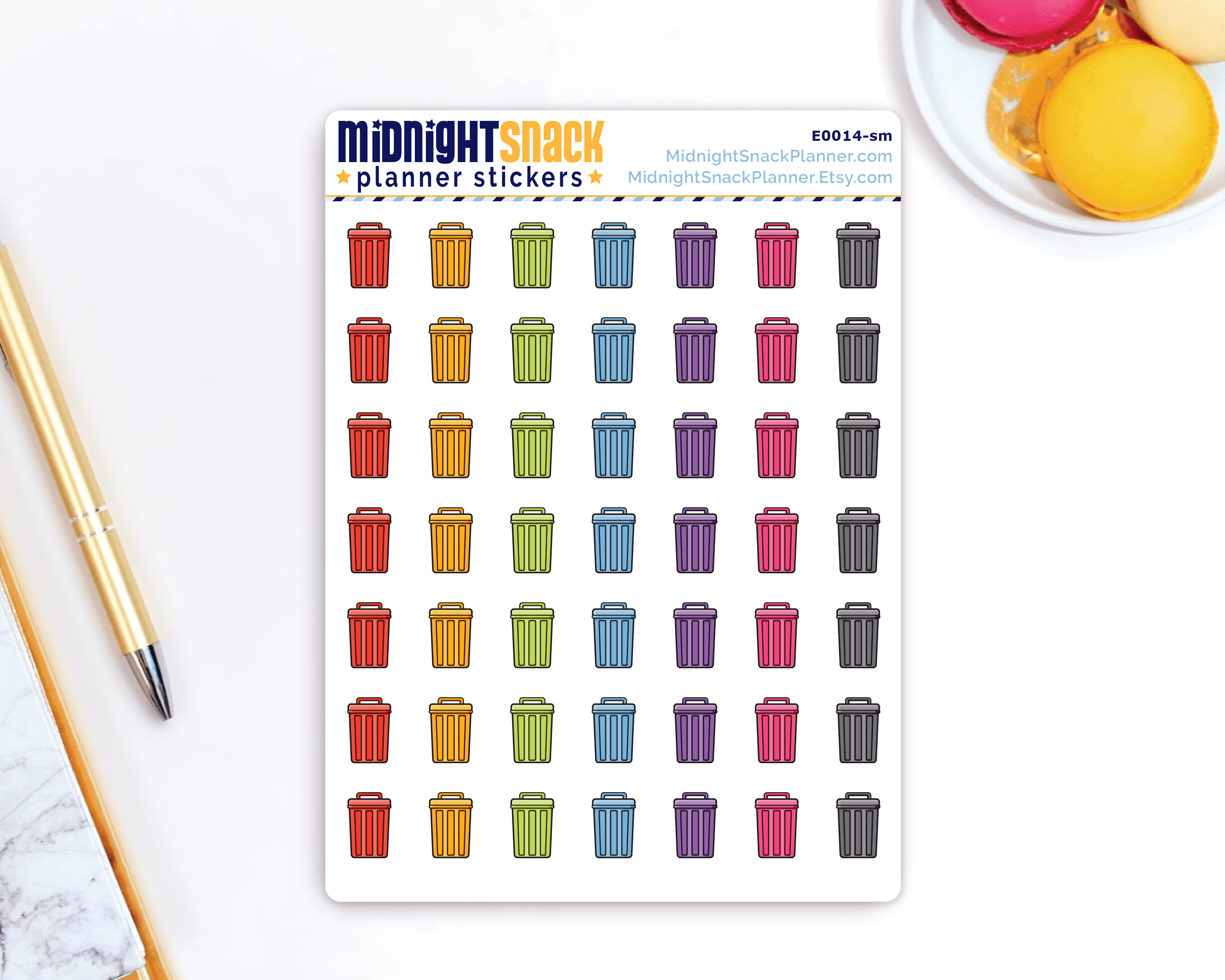 Garbage Can Icon: Household Chores Planner Stickers Midnight Snack Planner