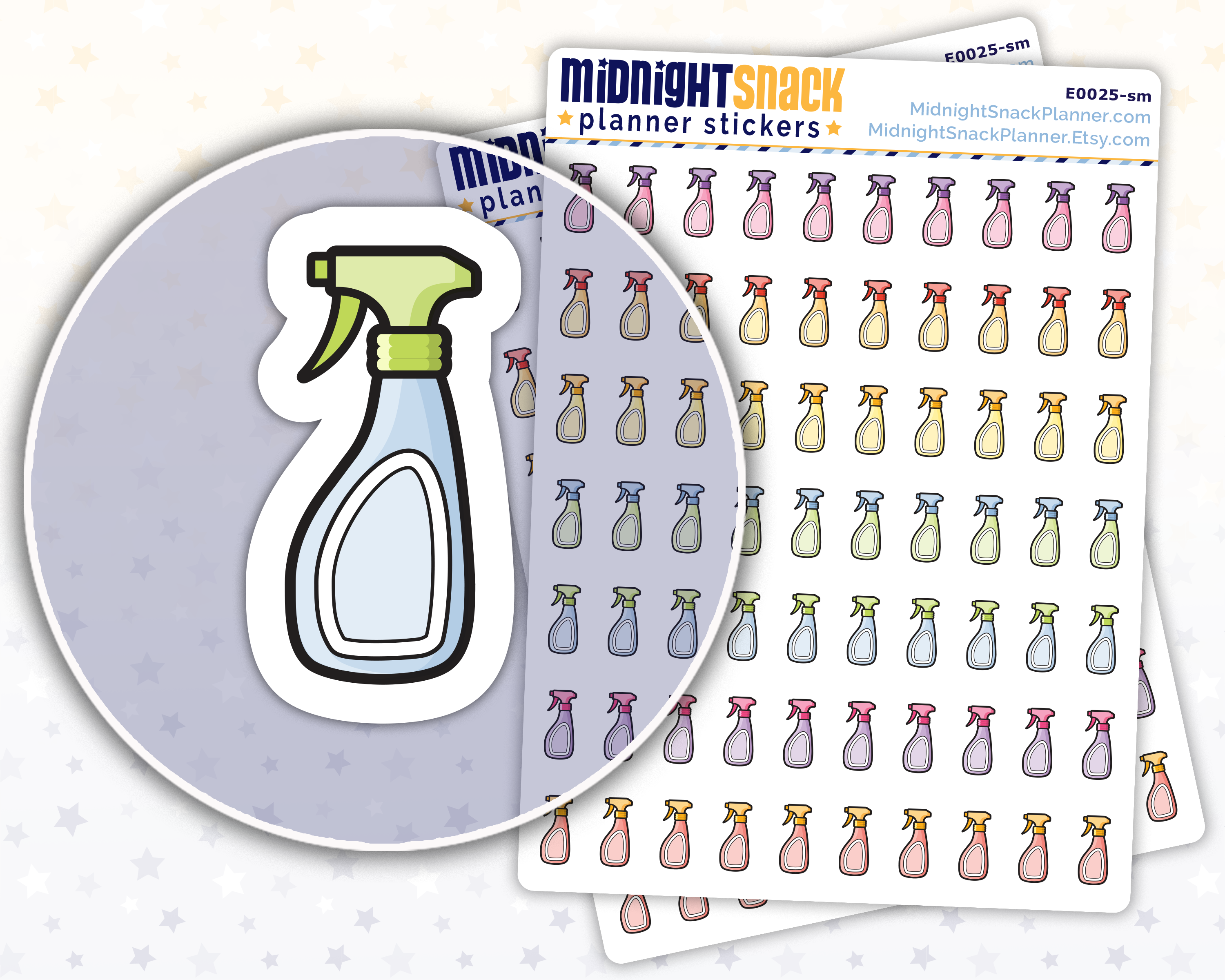 Spray Bottle Icon: Spring Cleaning Planner Stickers Midnight Snack Planner