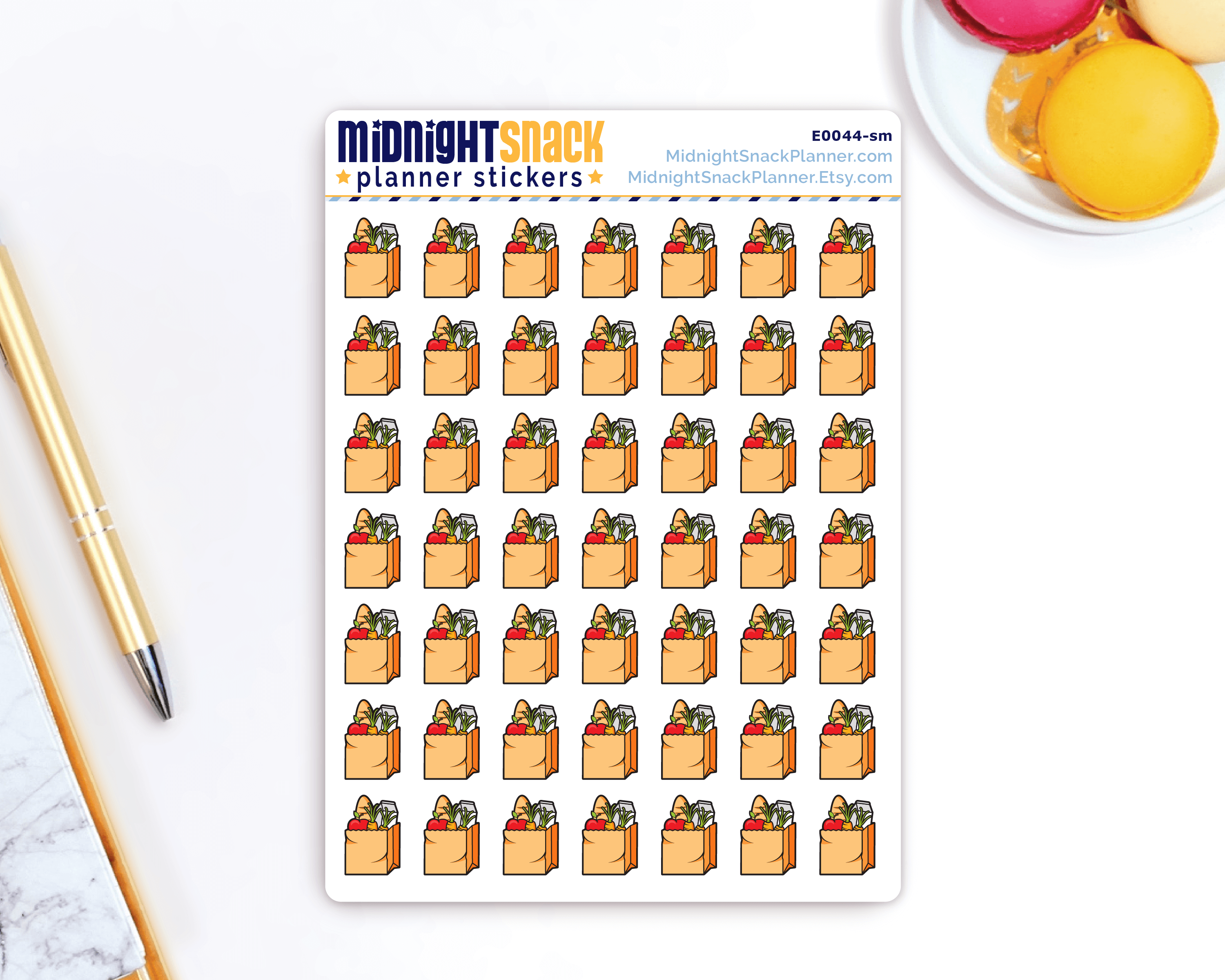 Grocery Shopping Icon: Meal Playing Planner Stickers Midnight Snack Planner