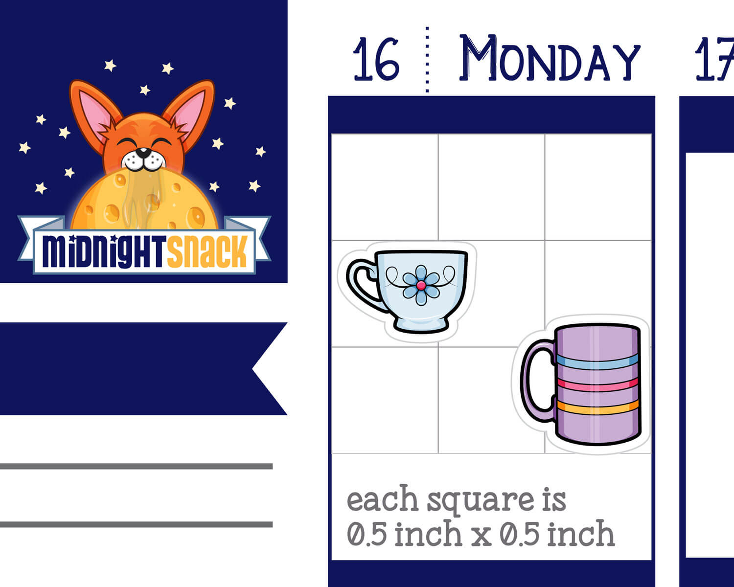 Coffee Mug or Tea Cup Sampler Planner Stickers from Midnight Snack Planner