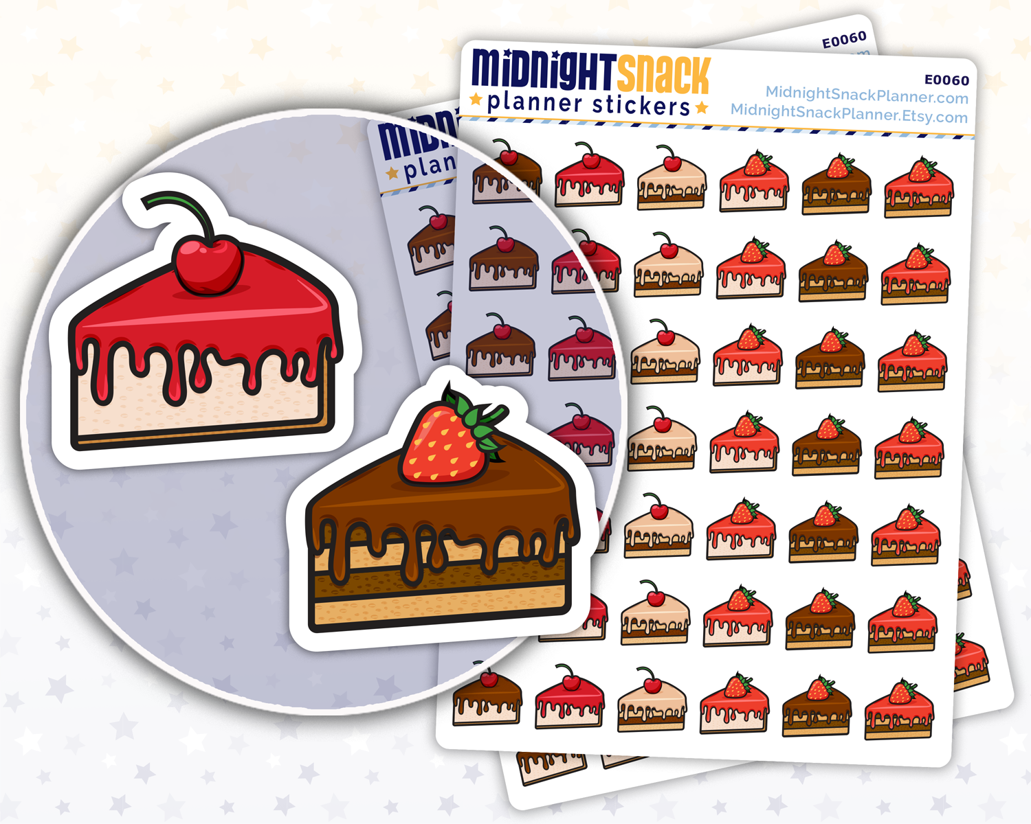 Cake and Cheese Cake Icon Stickers: Meal Planning Planner Stickers