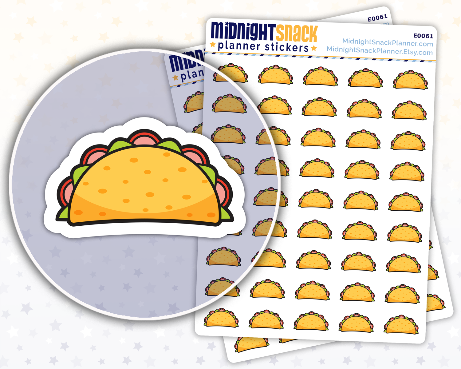 Taco Icon Stickers: Meal Planning Planner Stickers