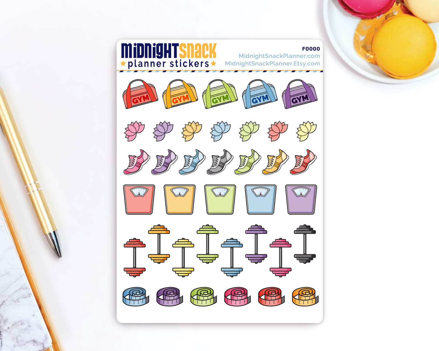 Exercise and Weight Loss Sampler Planner Stickers from Midnight Snack Planner