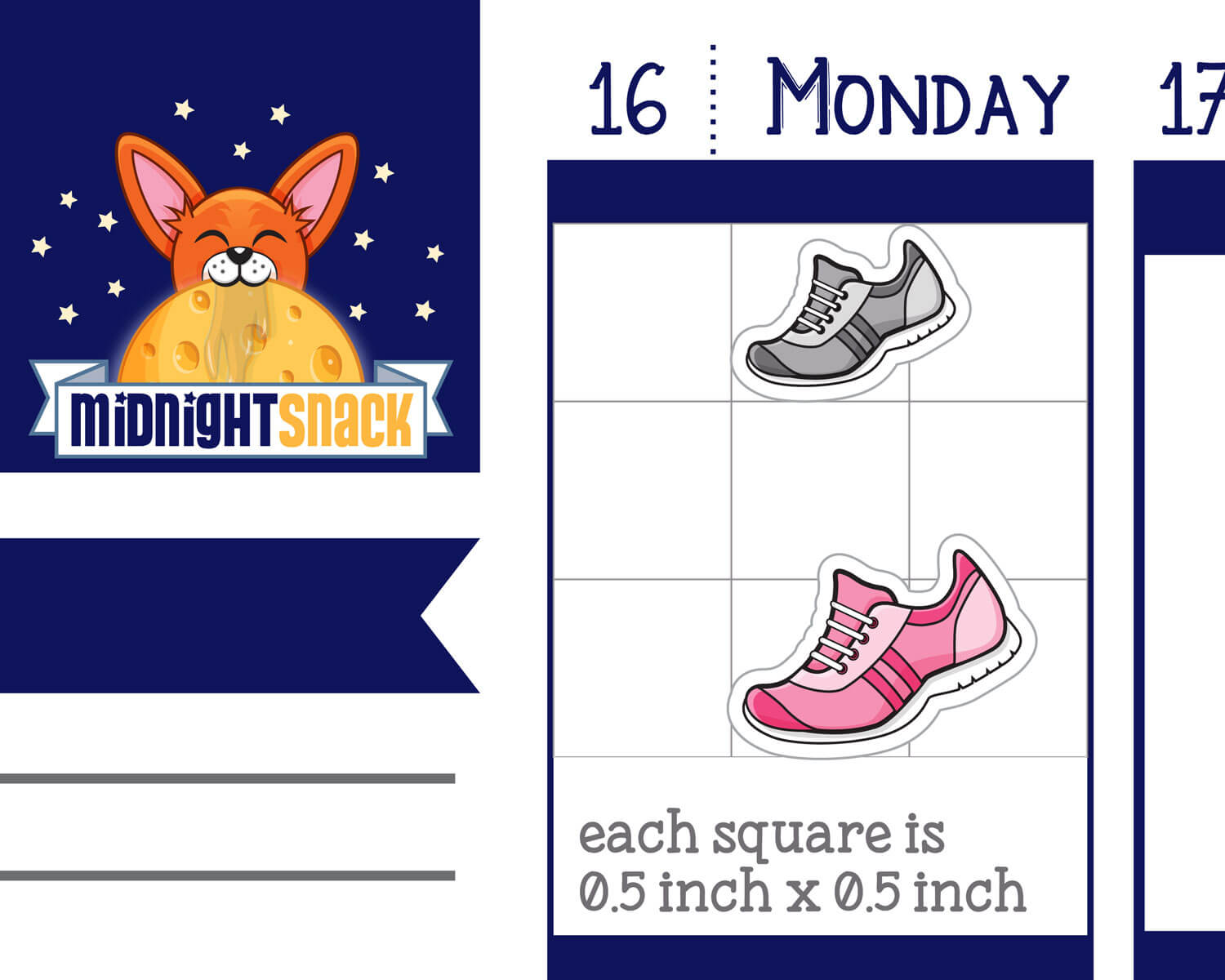 Running Shoe Icon: Fitness and Exercise Planner Stickers Midnight Snack Planner