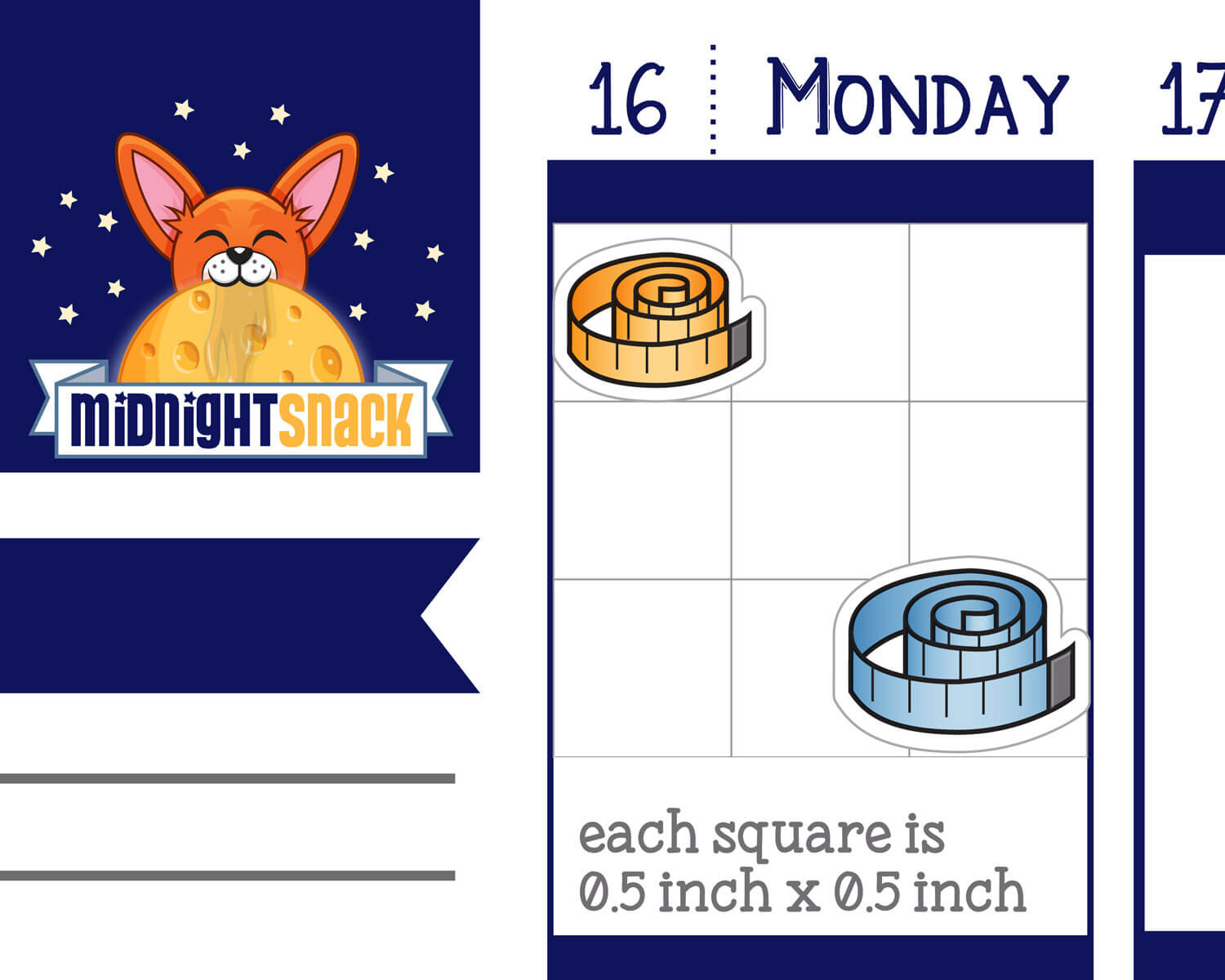 Measuring Tape Icon: Weight Loss and Fitness Planner Stickers Midnight Snack Planner
