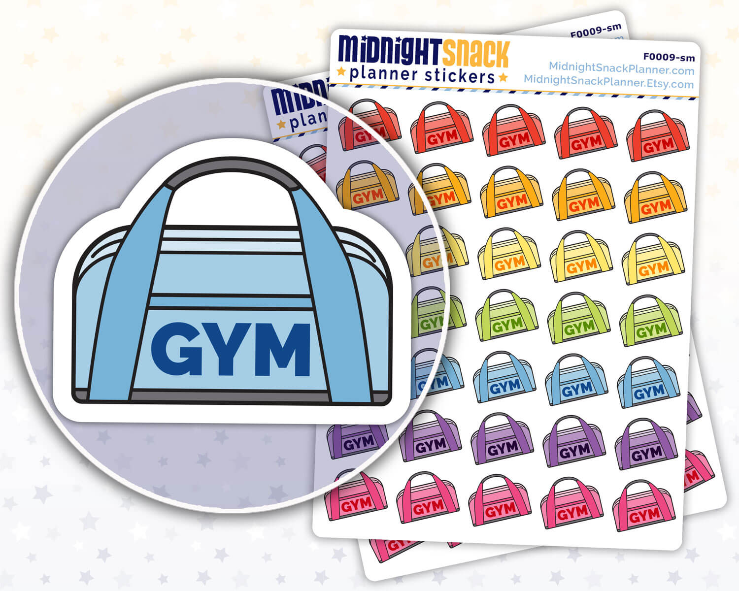 Gym Bag Icon: Fitness and Exercise Planner Stickers Midnight Snack Planner