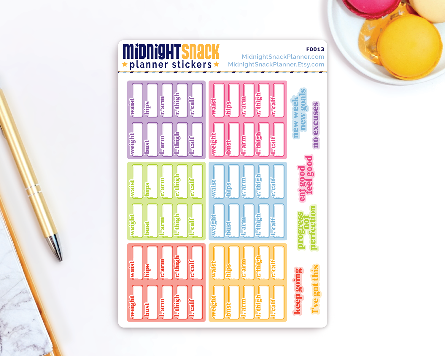 Body Measurements Tracker: Fitness and Exercise Planner Stickers