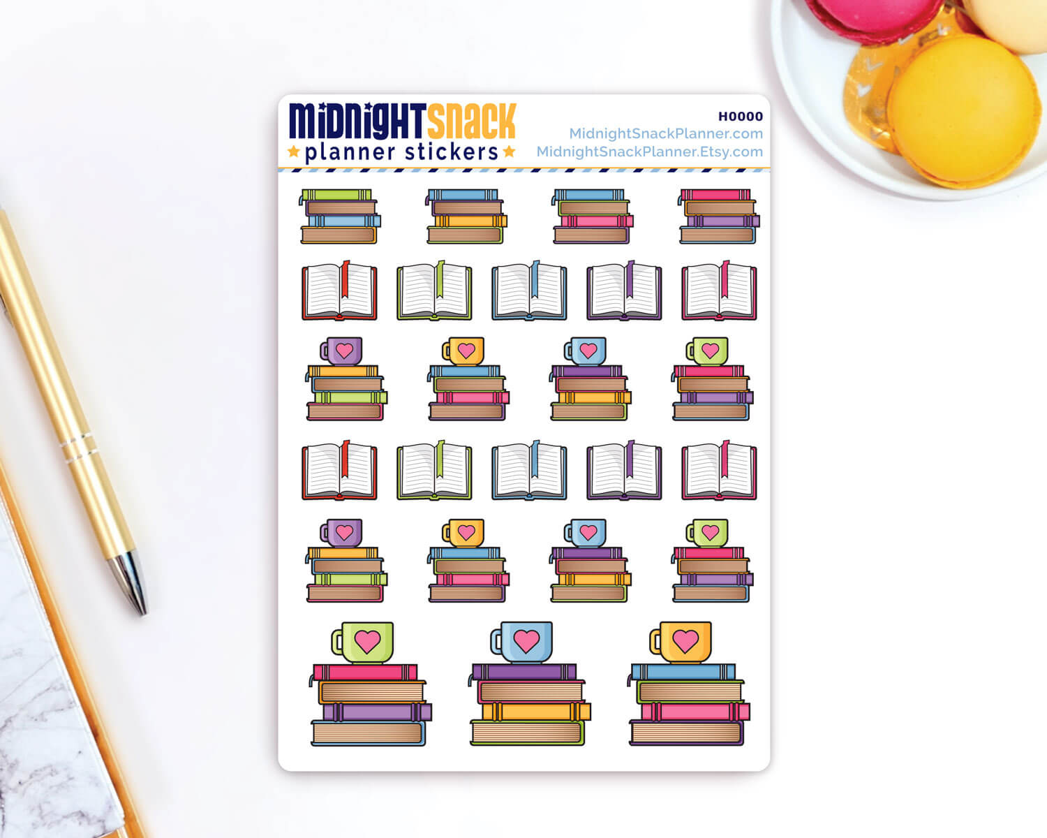 Books and Reading Sampler Planner Stickers from Midnight Snack Planner