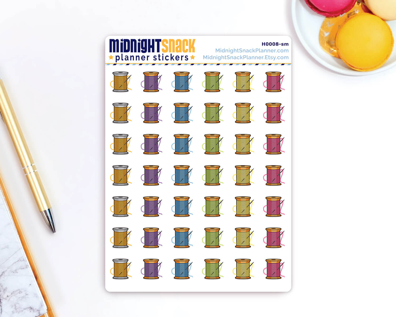 Needle and Thread Icon: Sewing Planner Stickers Midnight Snack Planner