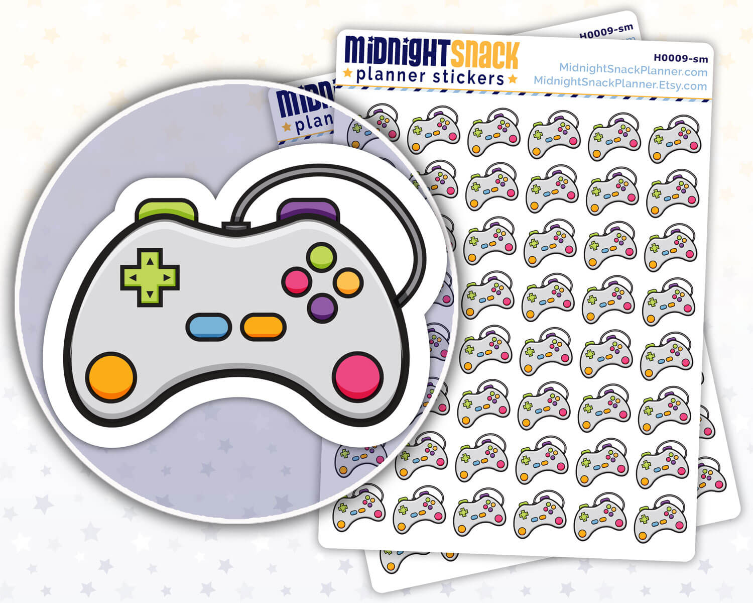 Video Game Controller: Fun and Games Icon Planner Stickers Midnight Snack Planner