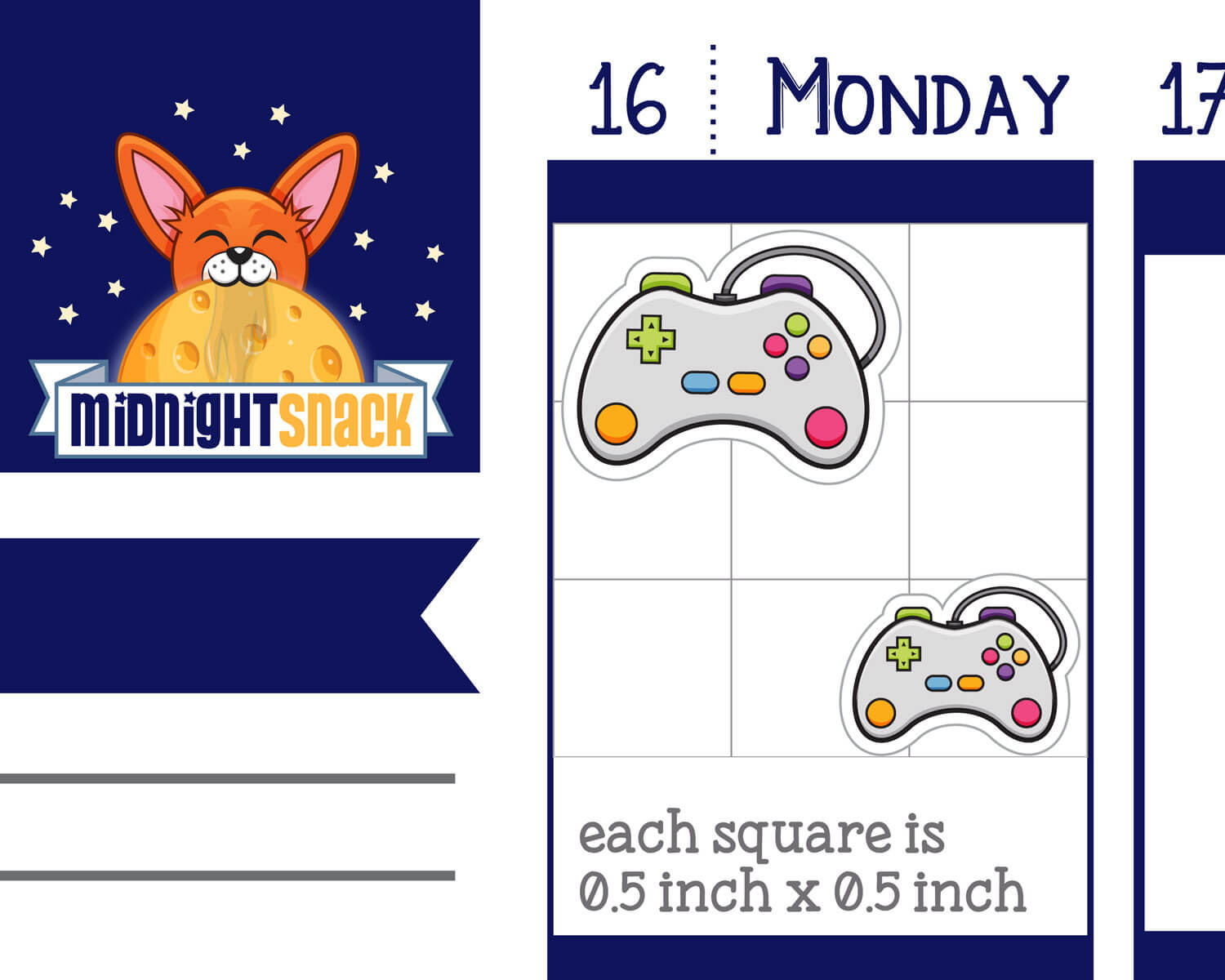 Video Game Controller: Fun and Games Icon Planner Stickers Midnight Snack Planner
