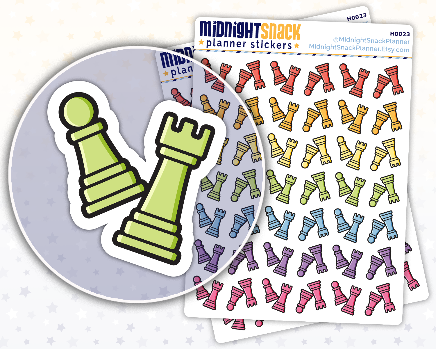 Chess Pieces Icon Stickers:  Fun and Games Planner Stickers Midnight Snack Planner