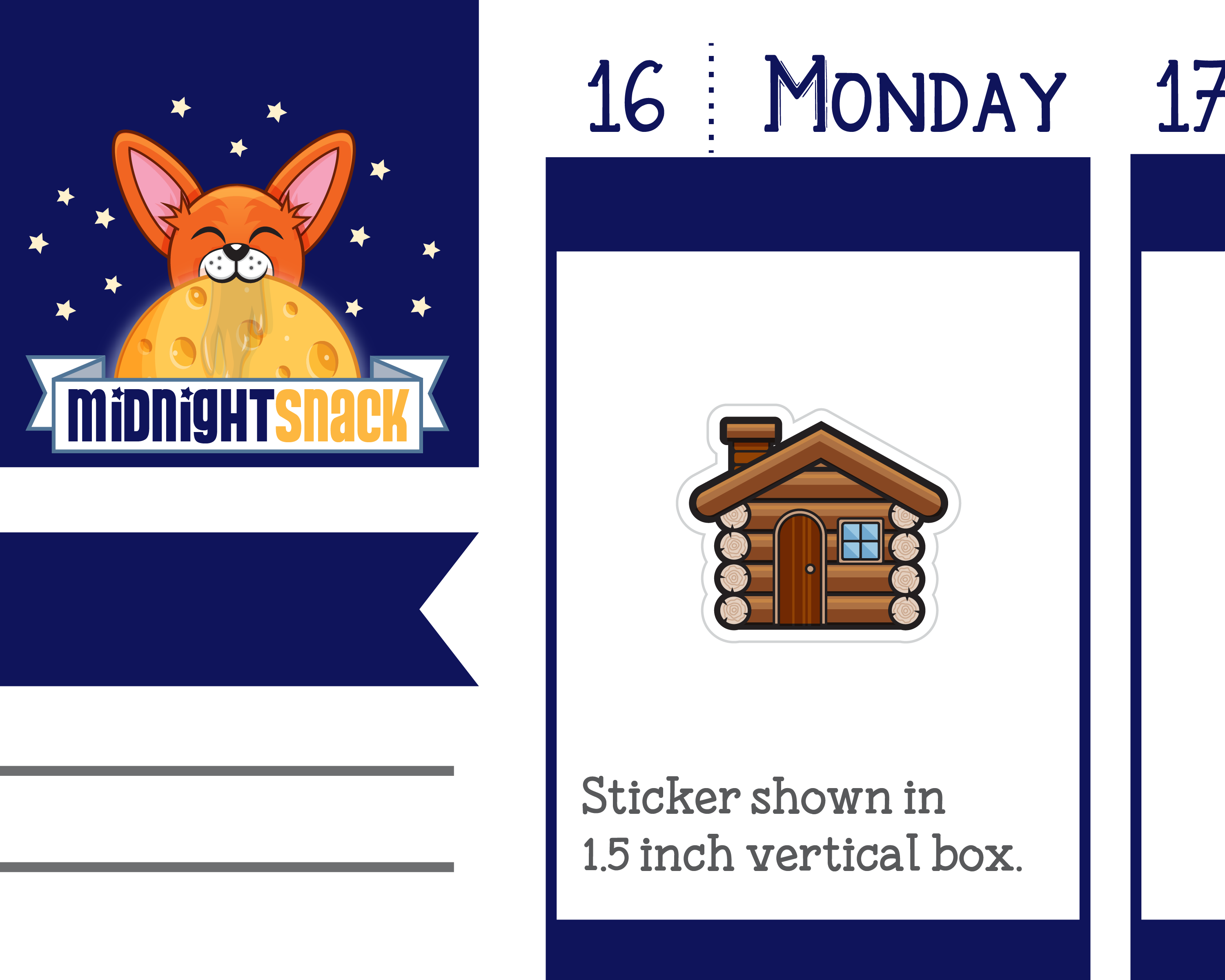 Log Cabin Icon: Outside Fun Planner Stickers Midnight Snack Planner