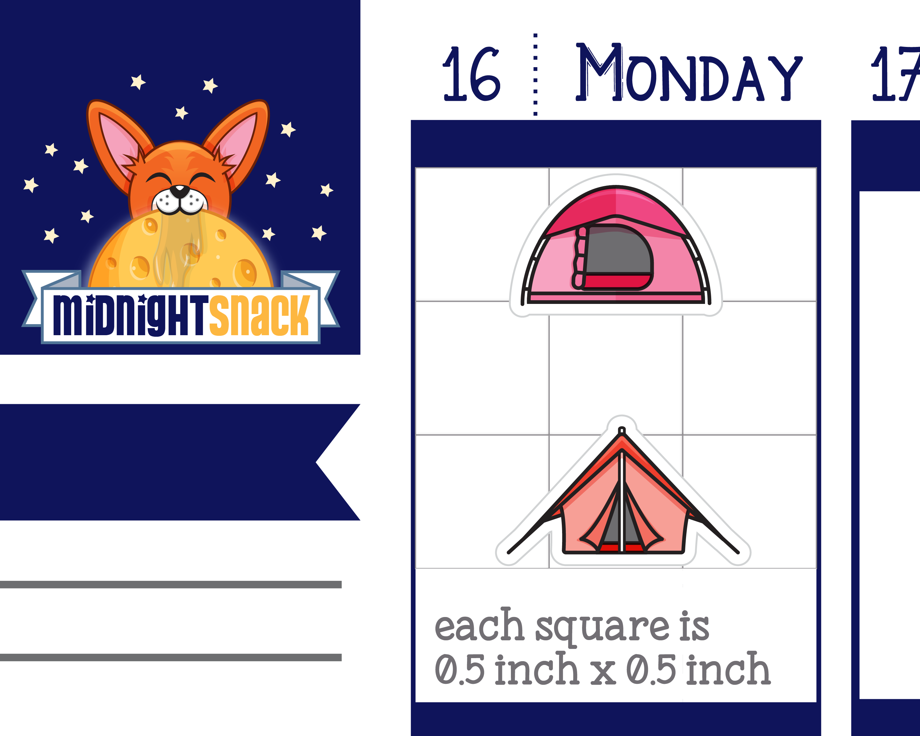 Tent Icon: Camping Trip  Planner Stickers Midnight Snack Planner