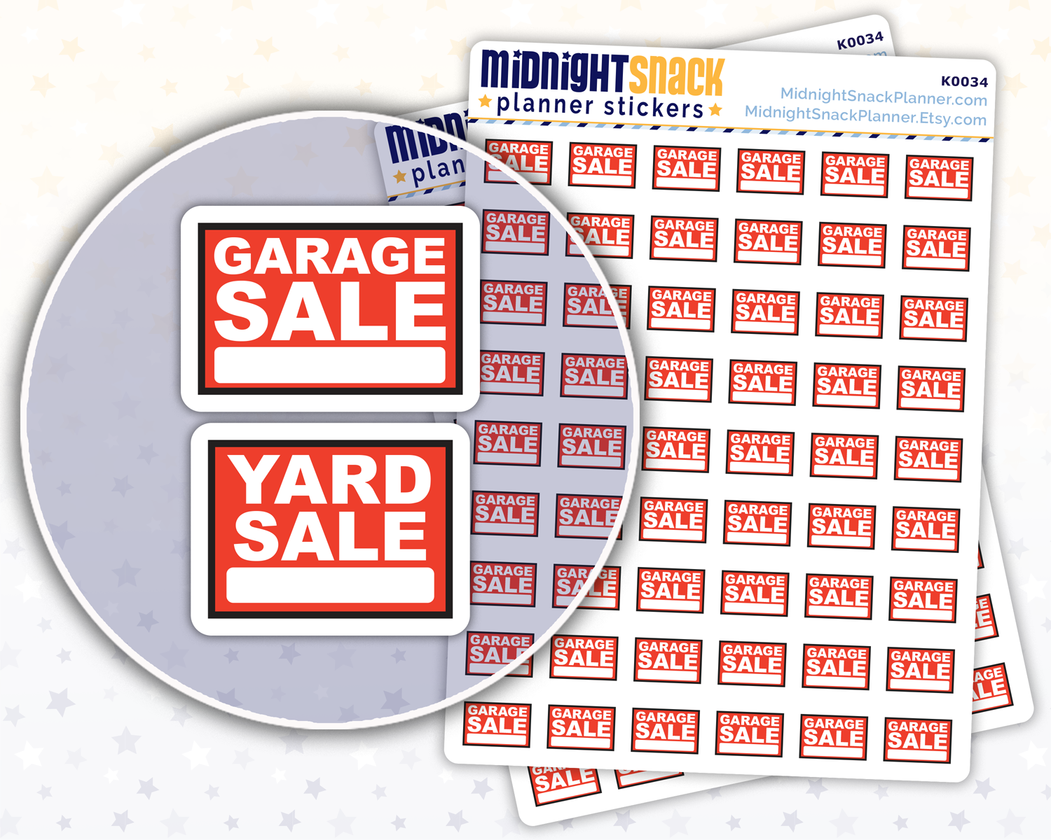 Yard Sale or Garage Sale Sign Icons: Planner Stickers