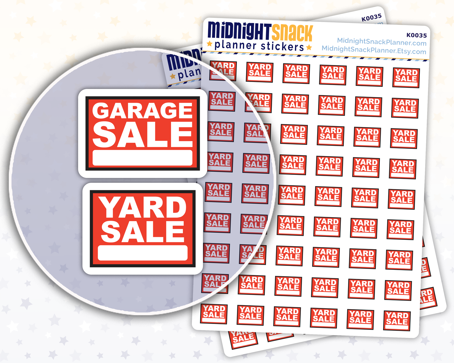Yard Sale or Garage Sale Sign Icons: Planner Stickers