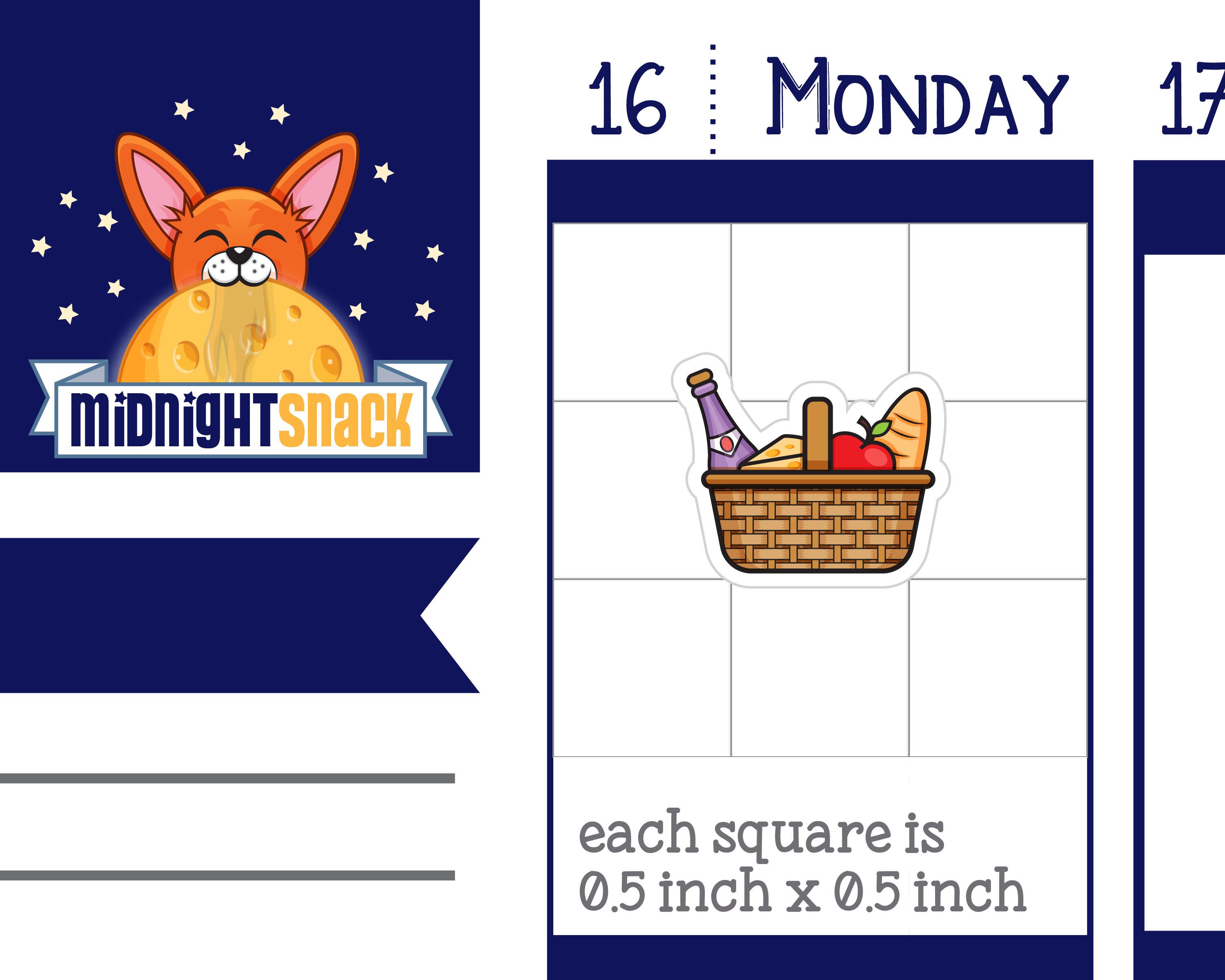 Picnic Basket Icon: Outside Fun Planner Stickers Midnight Snack Planner