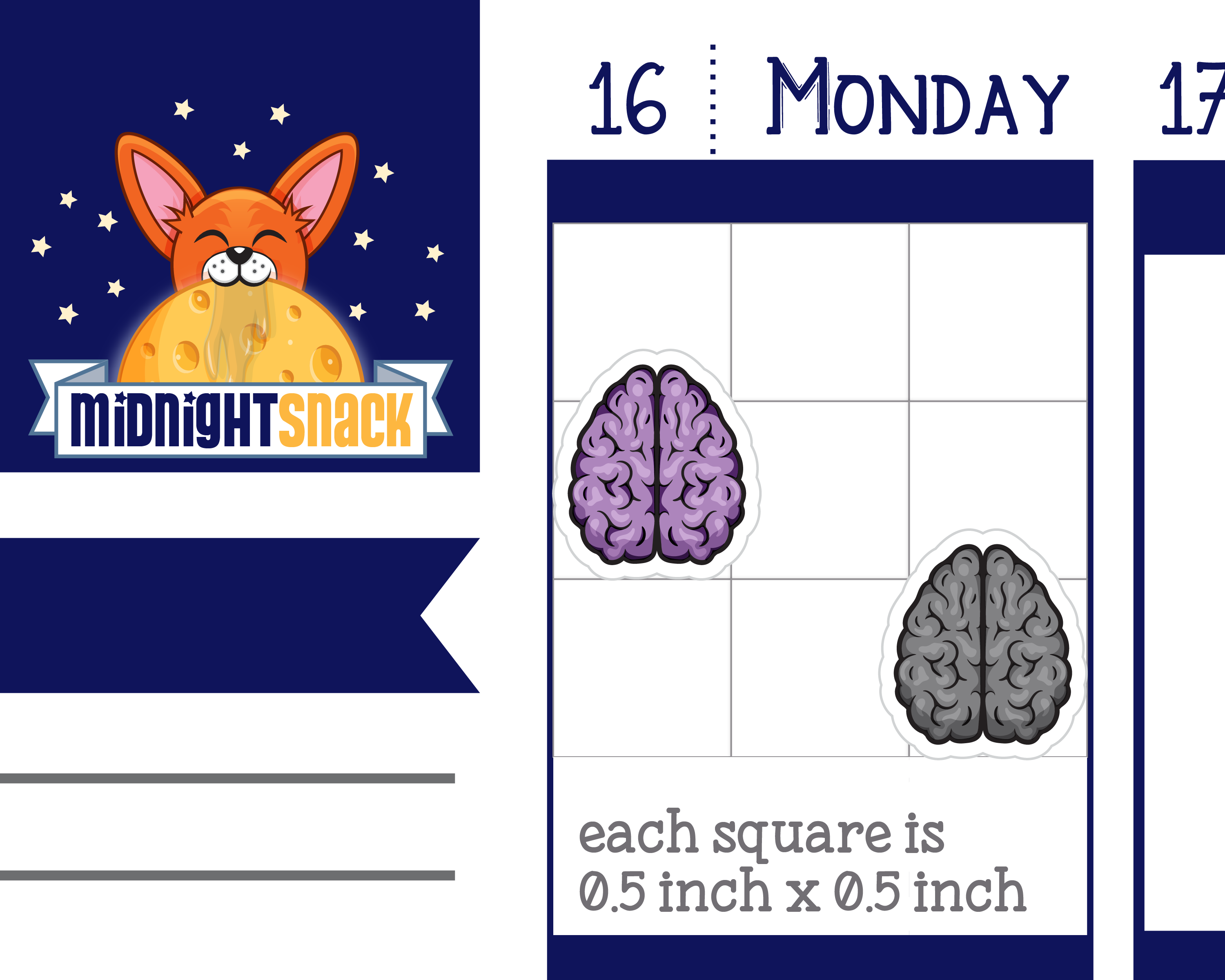 Brain Icon: Mental Health Planner Stickers Midnight Snack Planner