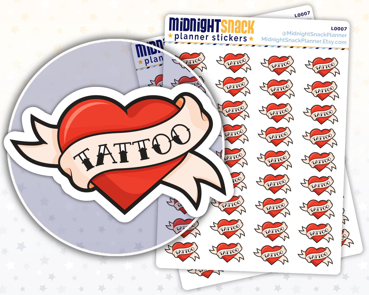 Tattoo Icon: Tattoo Appointment Planner Stickers Midnight Snack Planner