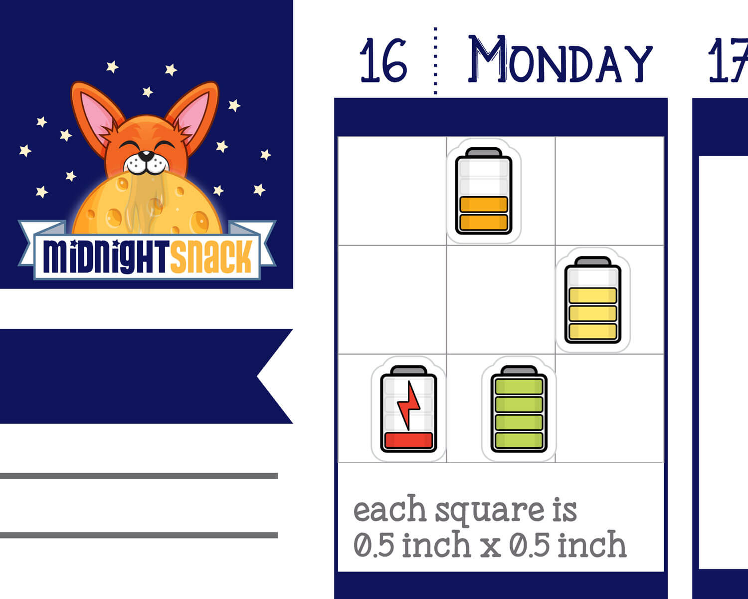 Charge Battery Planner Stickers from Midnight Snack Planner