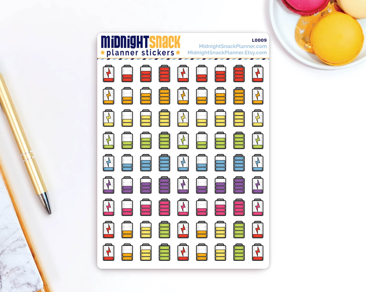 Charge Battery Planner Stickers from Midnight Snack Planner