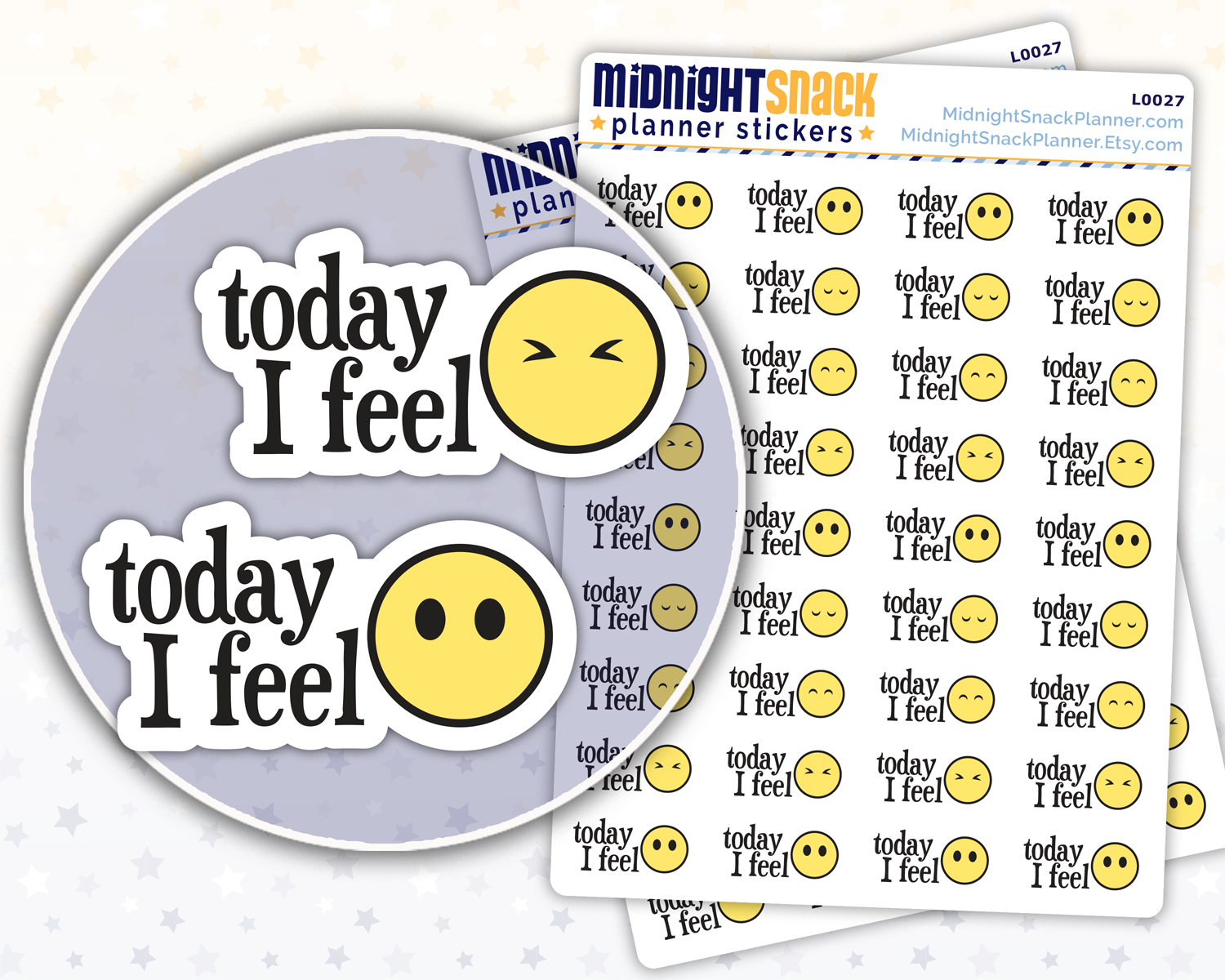 "Today I Feel" Emoji Mood Icon: Self Care Planner Stickers