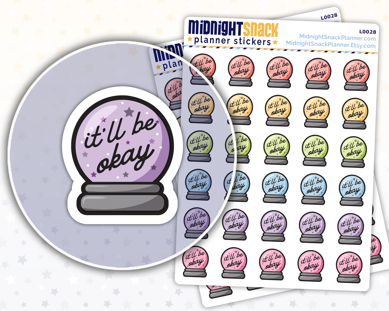 "It'll Be Okay" Crystal Ball Icon: Self Care Planner Stickers