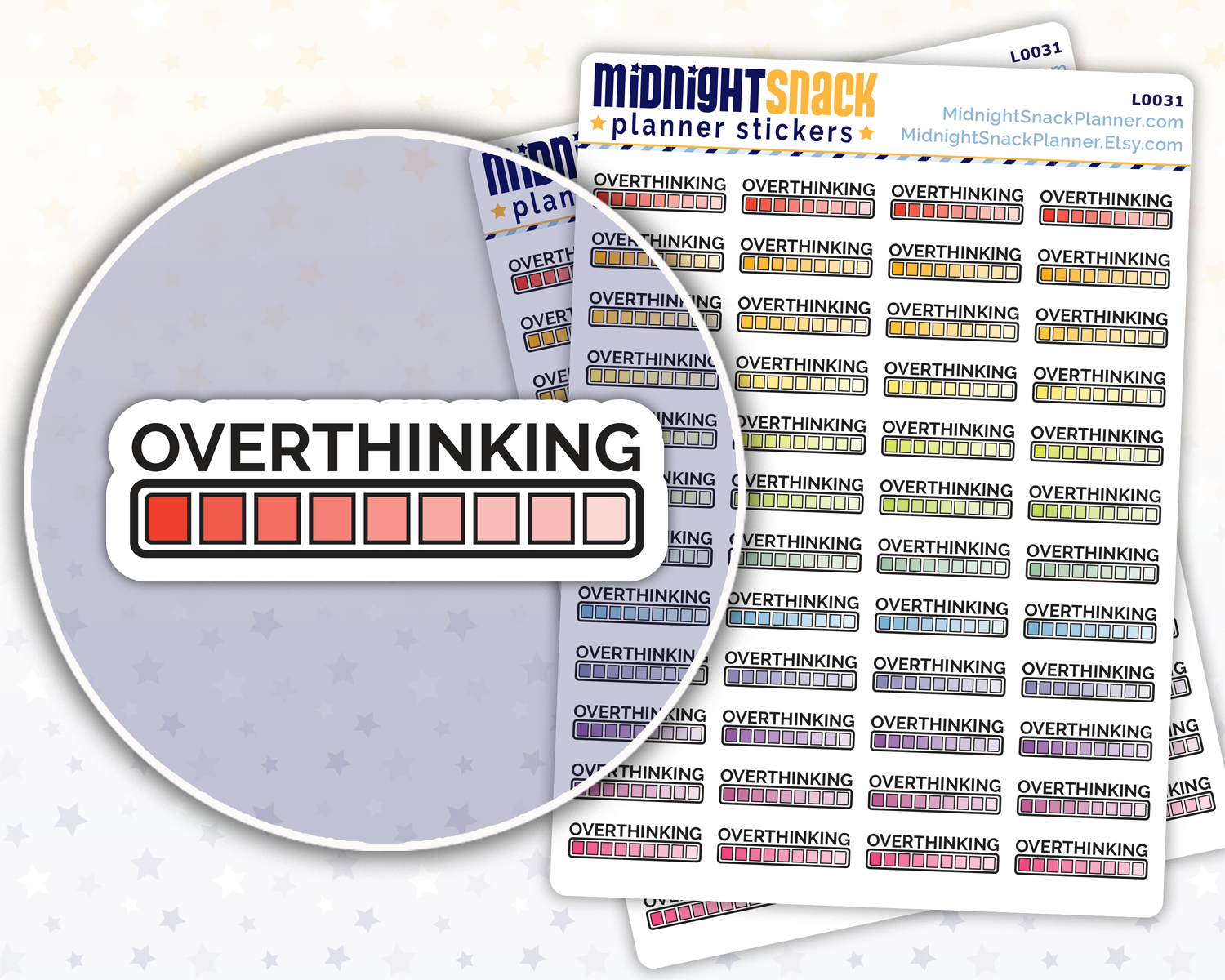 "Overthinking" Loading Bar Icon: Self Care Planner Stickers