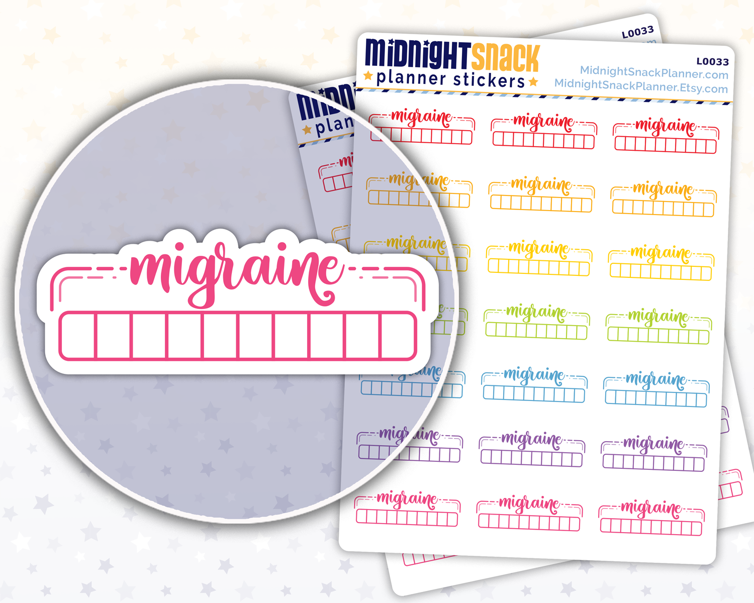Migraine Tracker Planner Stickers: Migraine Scale 1-10