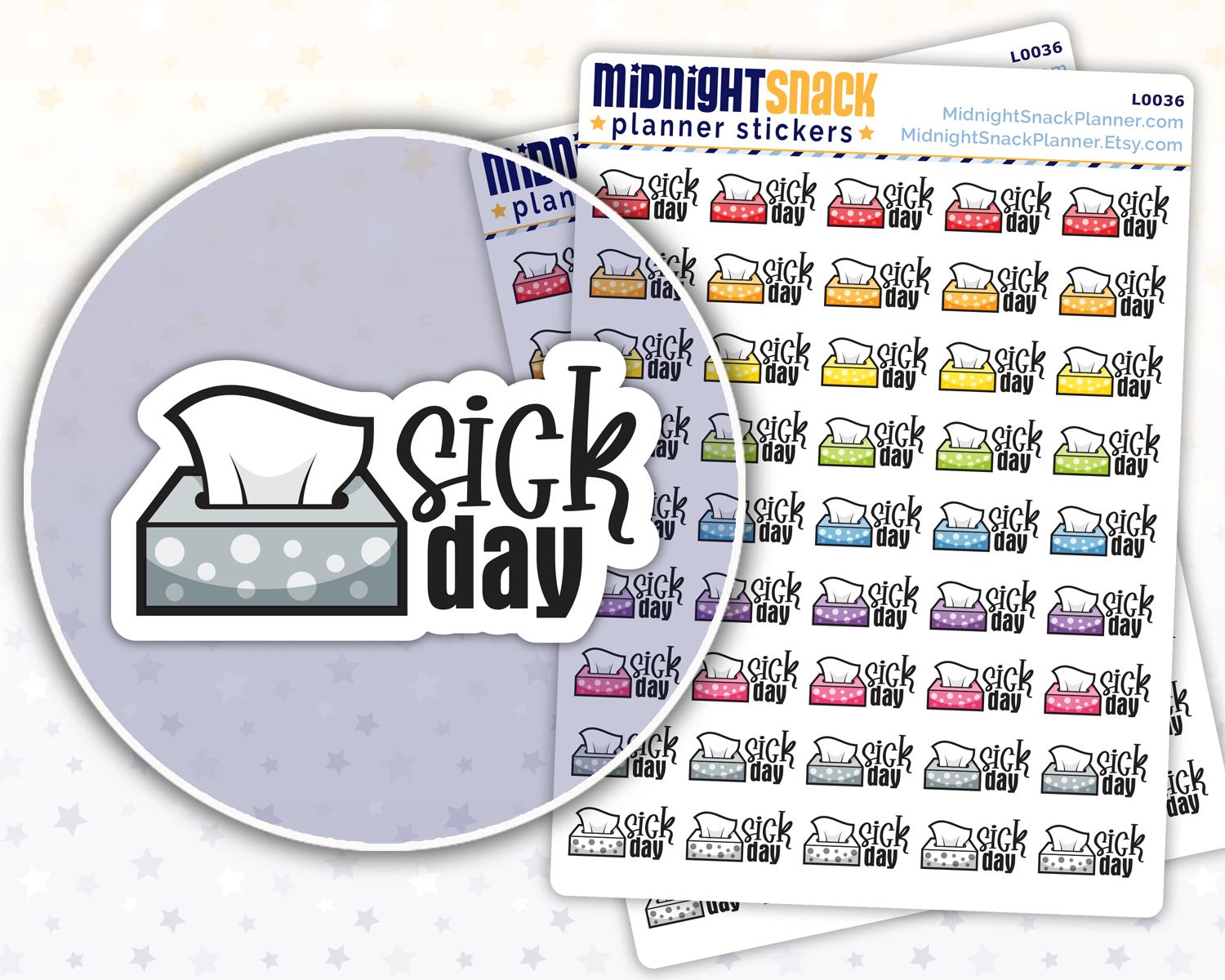 Sick Day and Tissues Icon: Self Care Planner Stickers