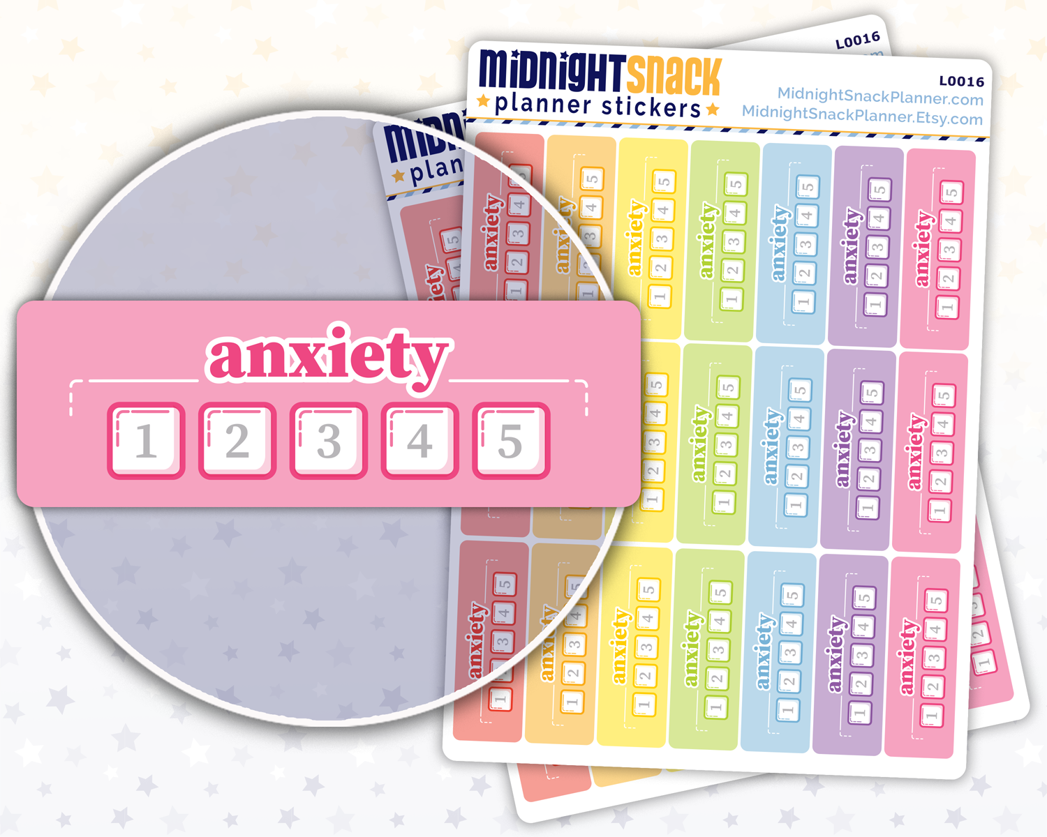 Anxiety Tracker Planner Stickers: Anxiety Scale 1-5