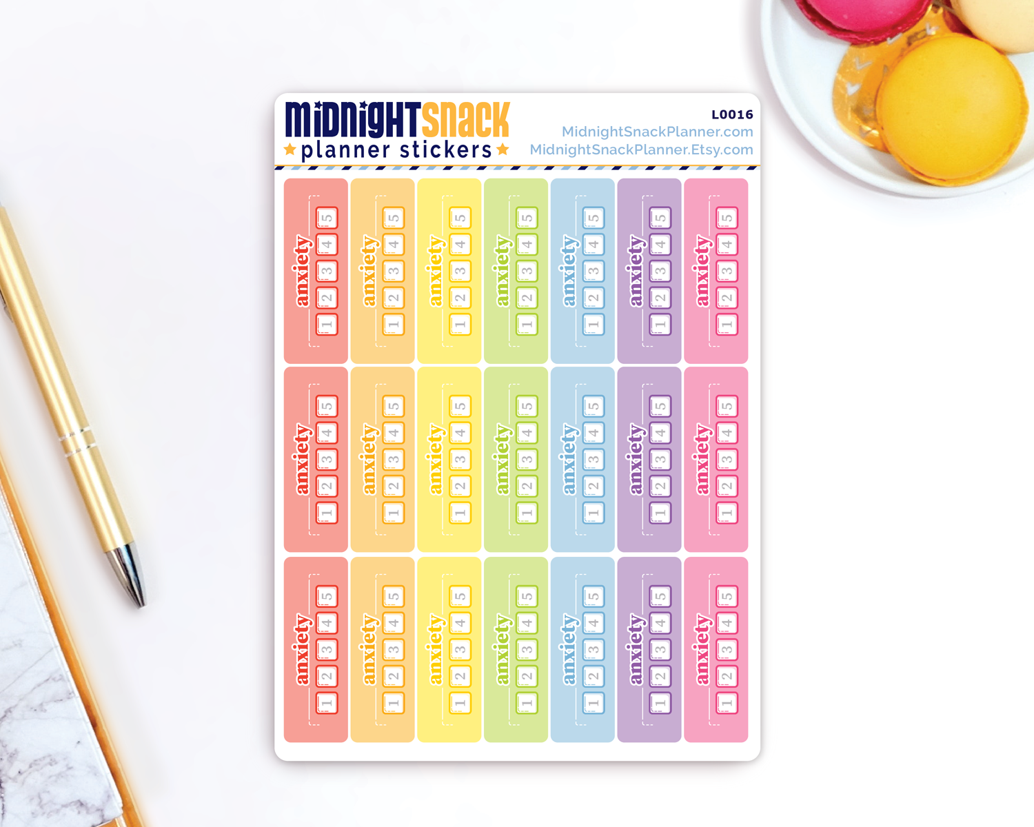 Anxiety Tracker Planner Stickers: Anxiety Scale 1-5