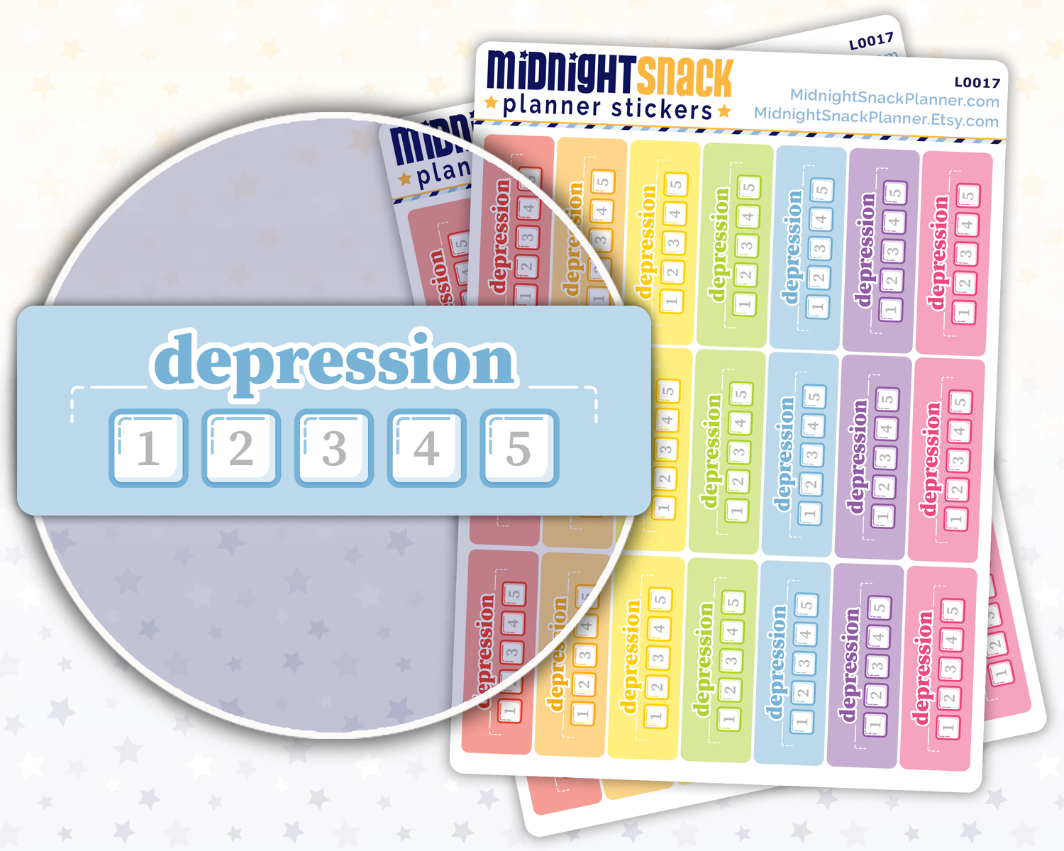 Depression Tracker Planner Stickers: Depression Scale 1-5