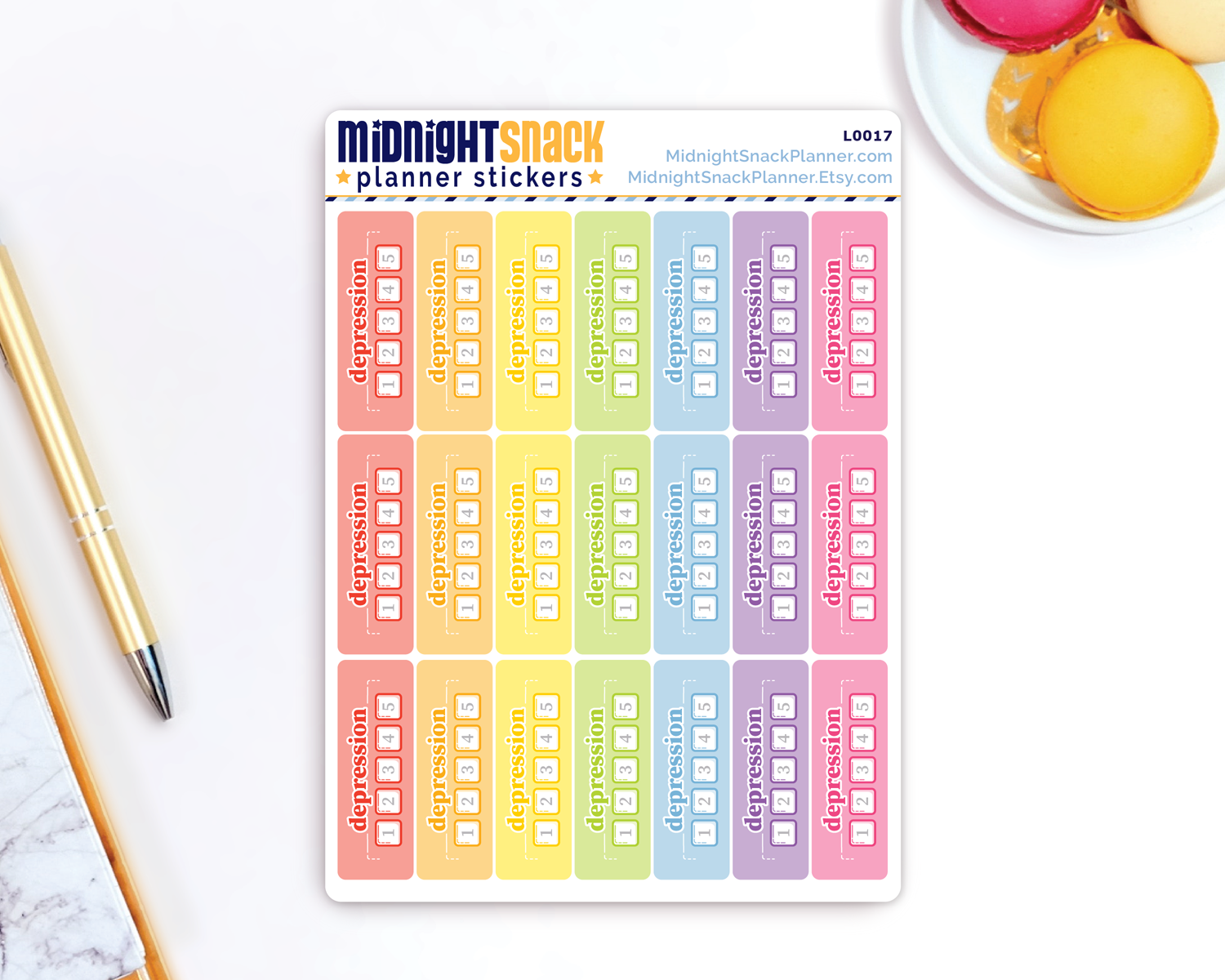 Depression Tracker Planner Stickers: Depression Scale 1-5