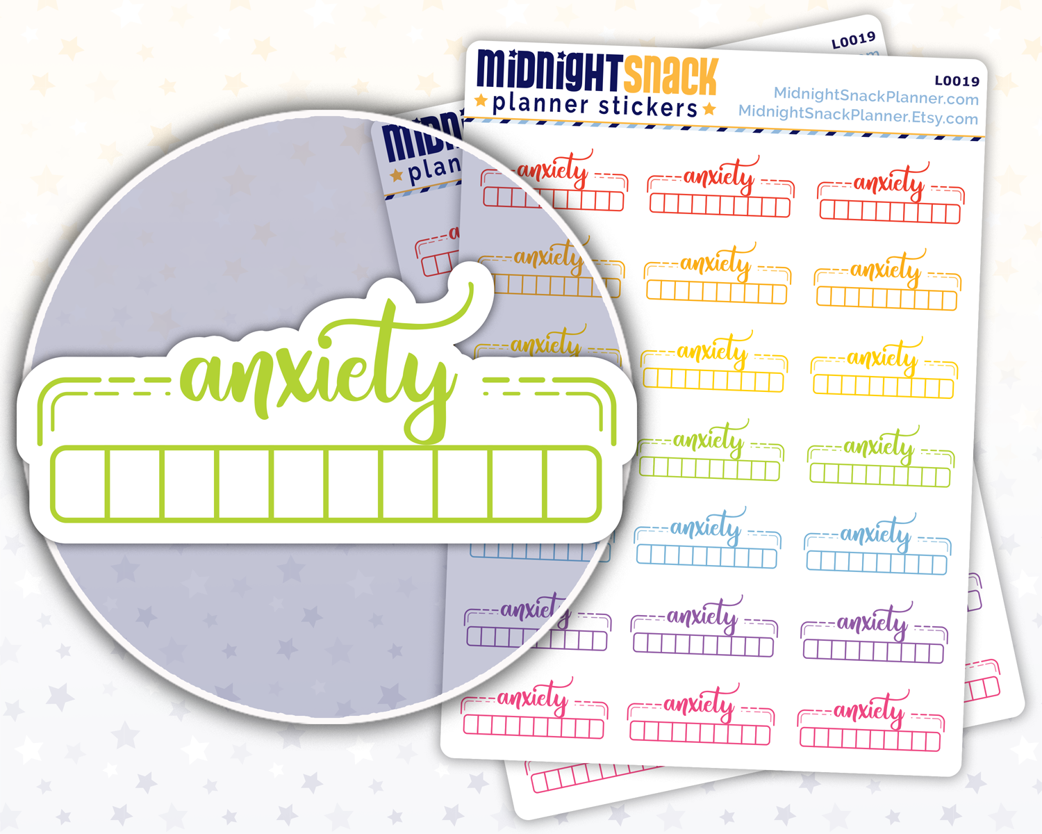 Anxiety Tracker Planner Stickers: Anxiety Scale 1-10