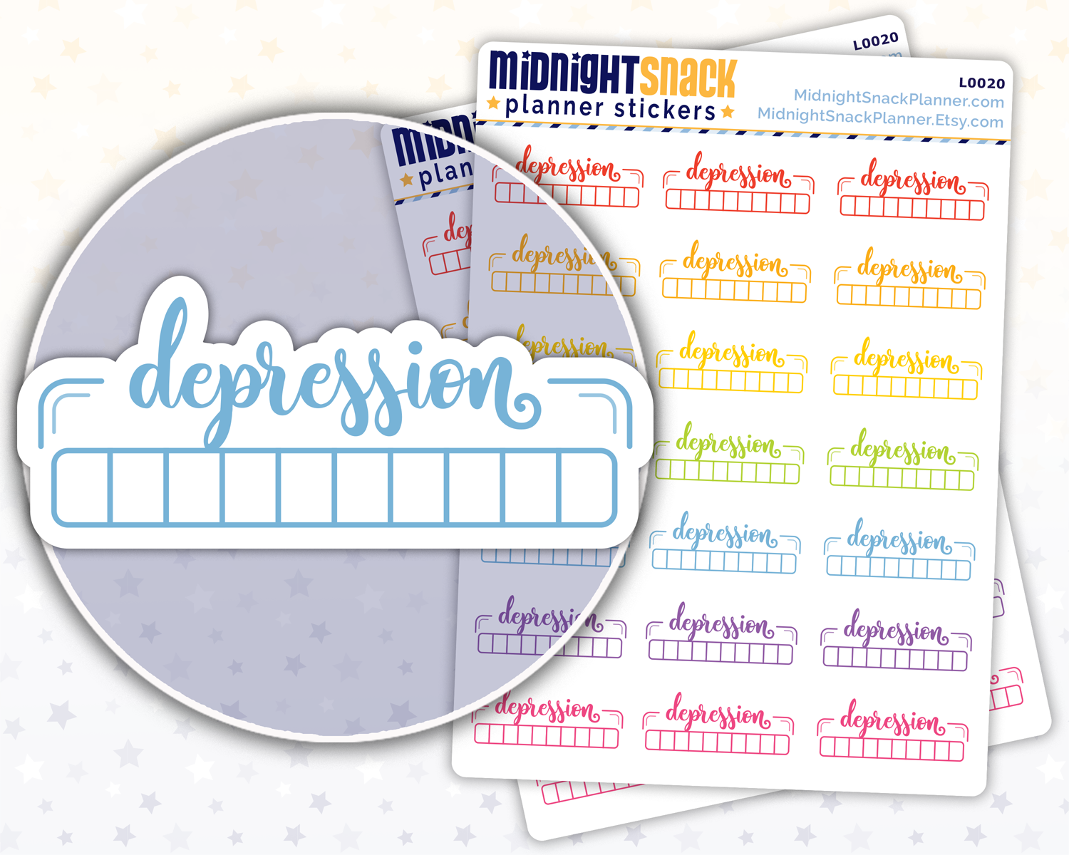 Depression Tracker Planner Stickers: Depression Scale 1-10