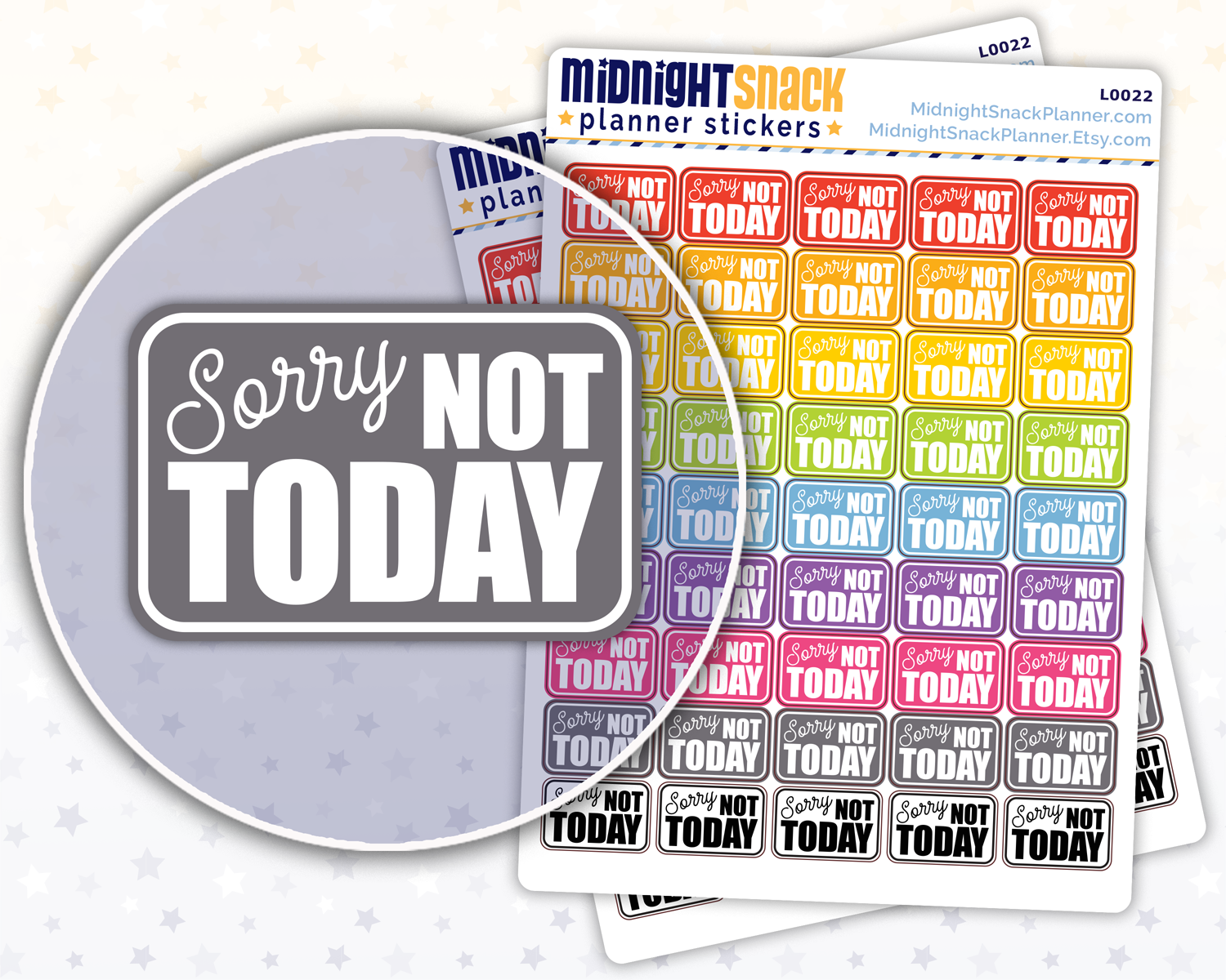 Sorry Not Today Icon: Self Care Planner Stickers