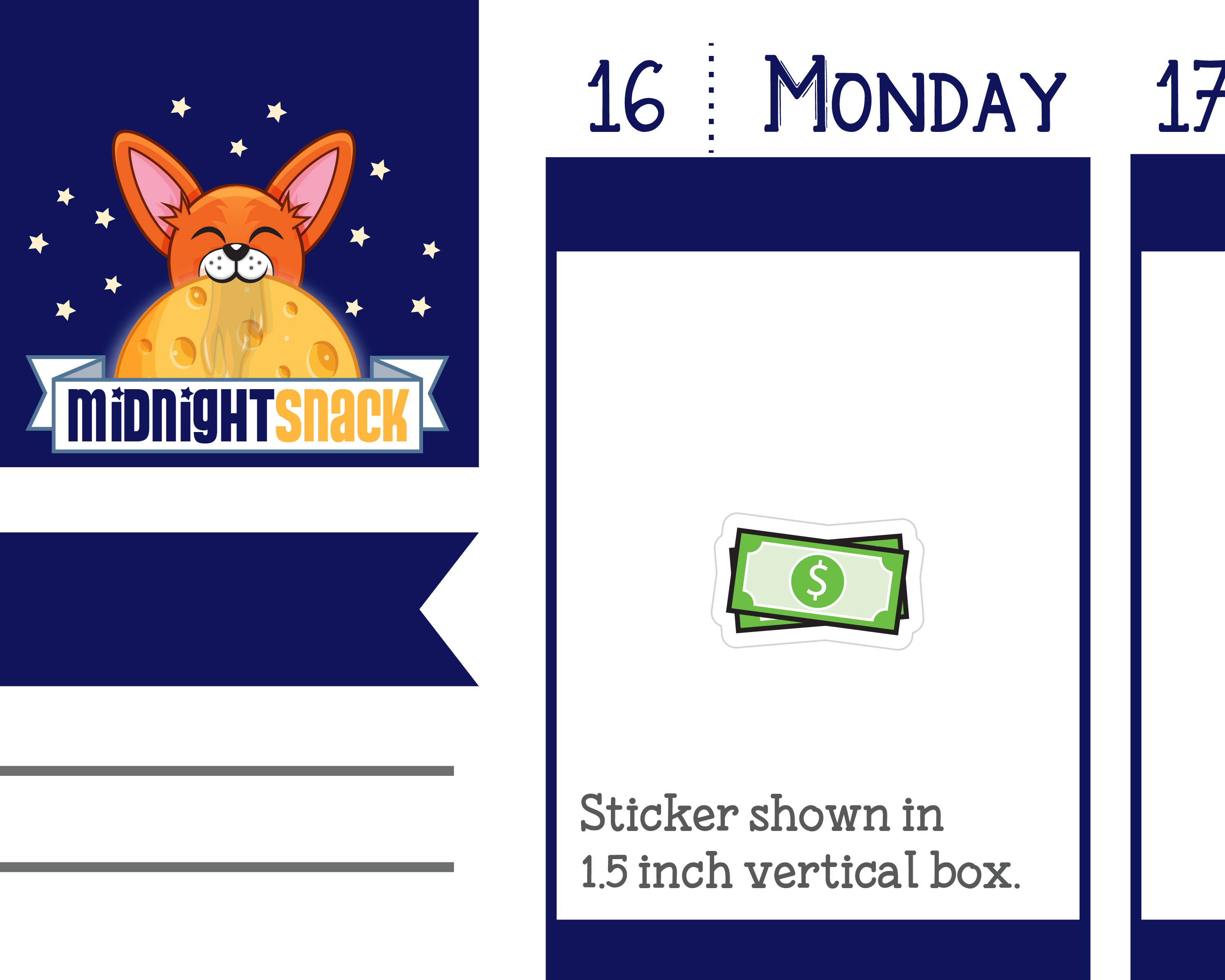 Money Icon: Pay Day Planner Stickers: Midnight Snack Planner