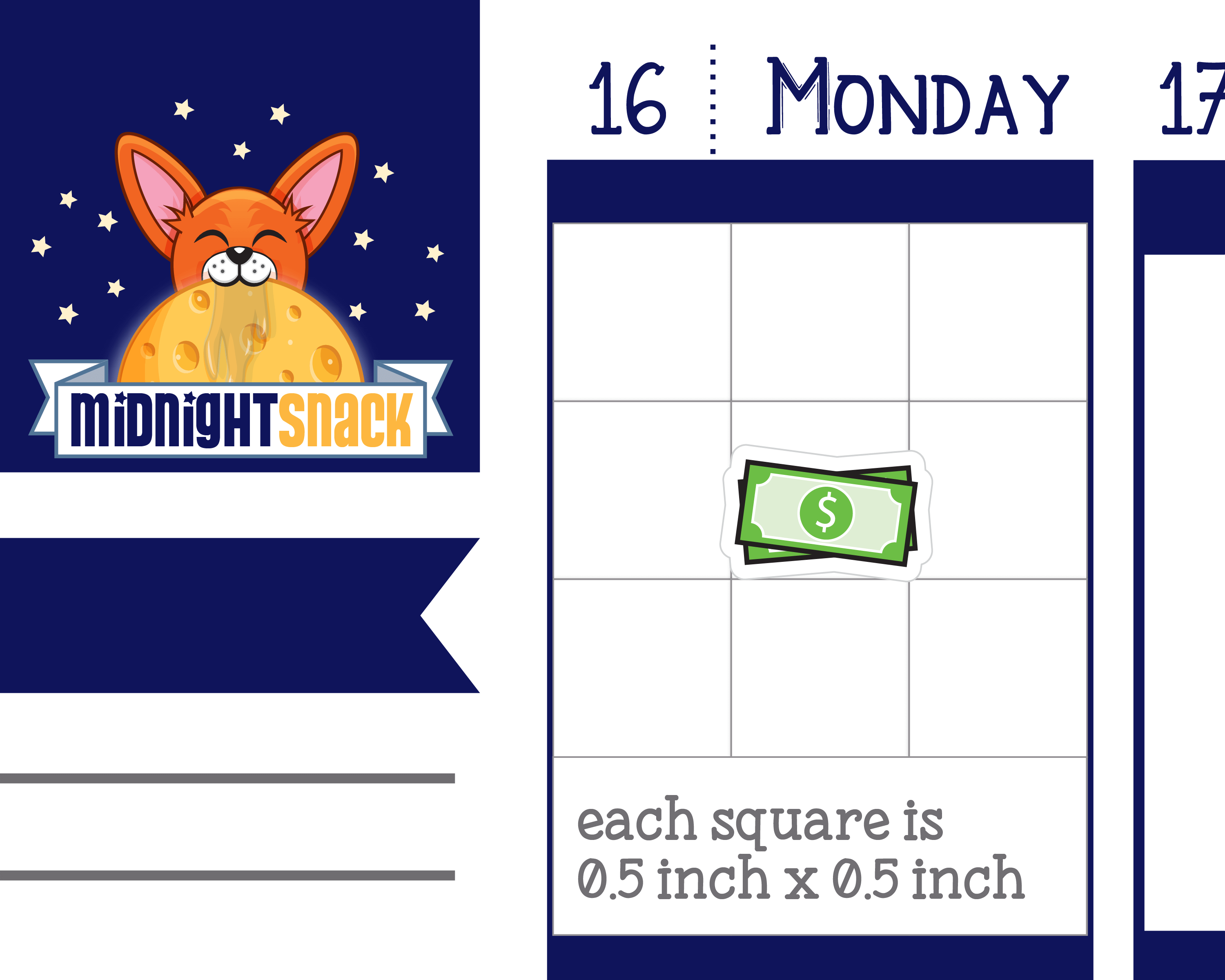 Money Icon: Pay Day Planner Stickers: Midnight Snack Planner