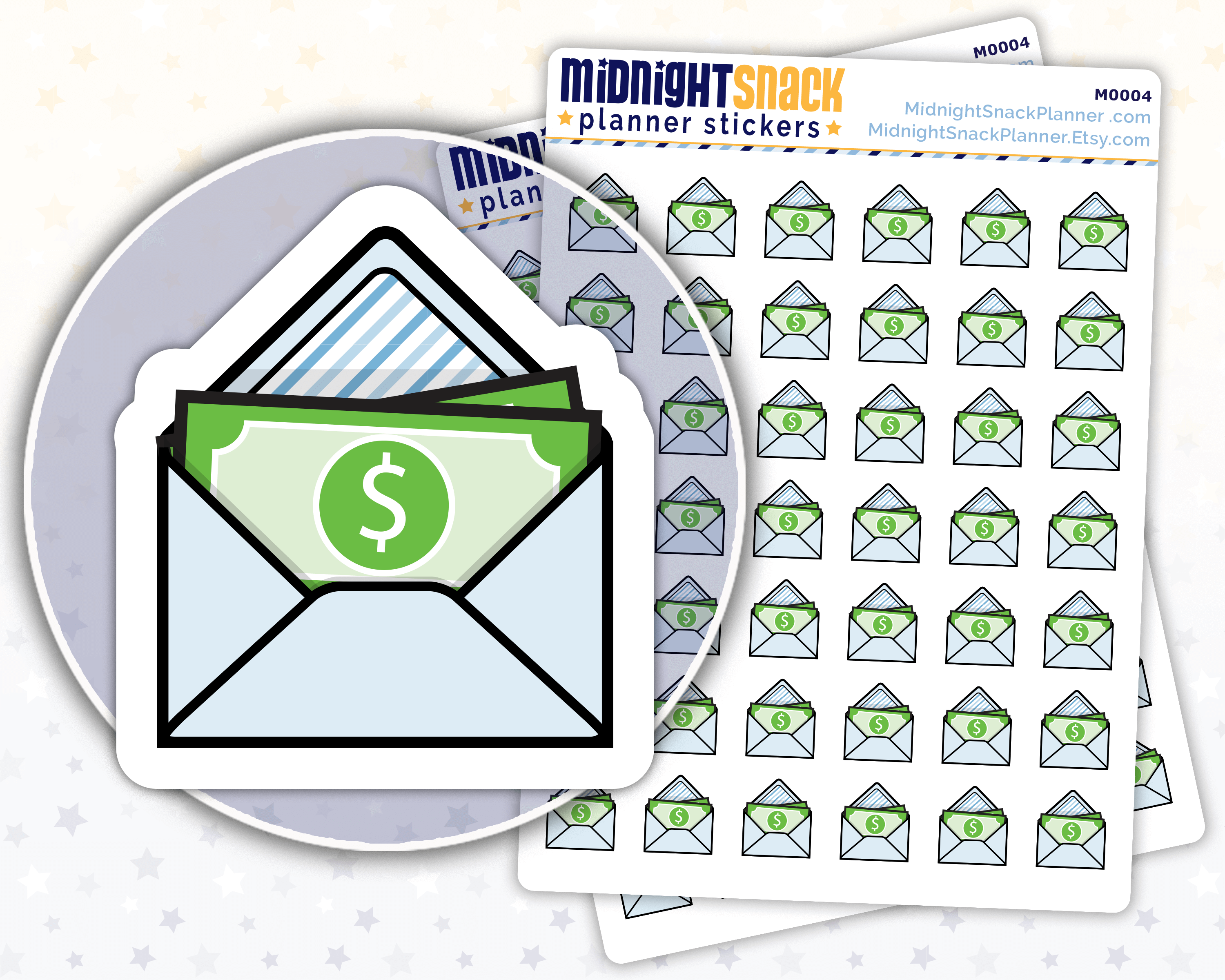 Cash Envelope Icon: Budgeting Planner Stickers: Midnight Snack Planner