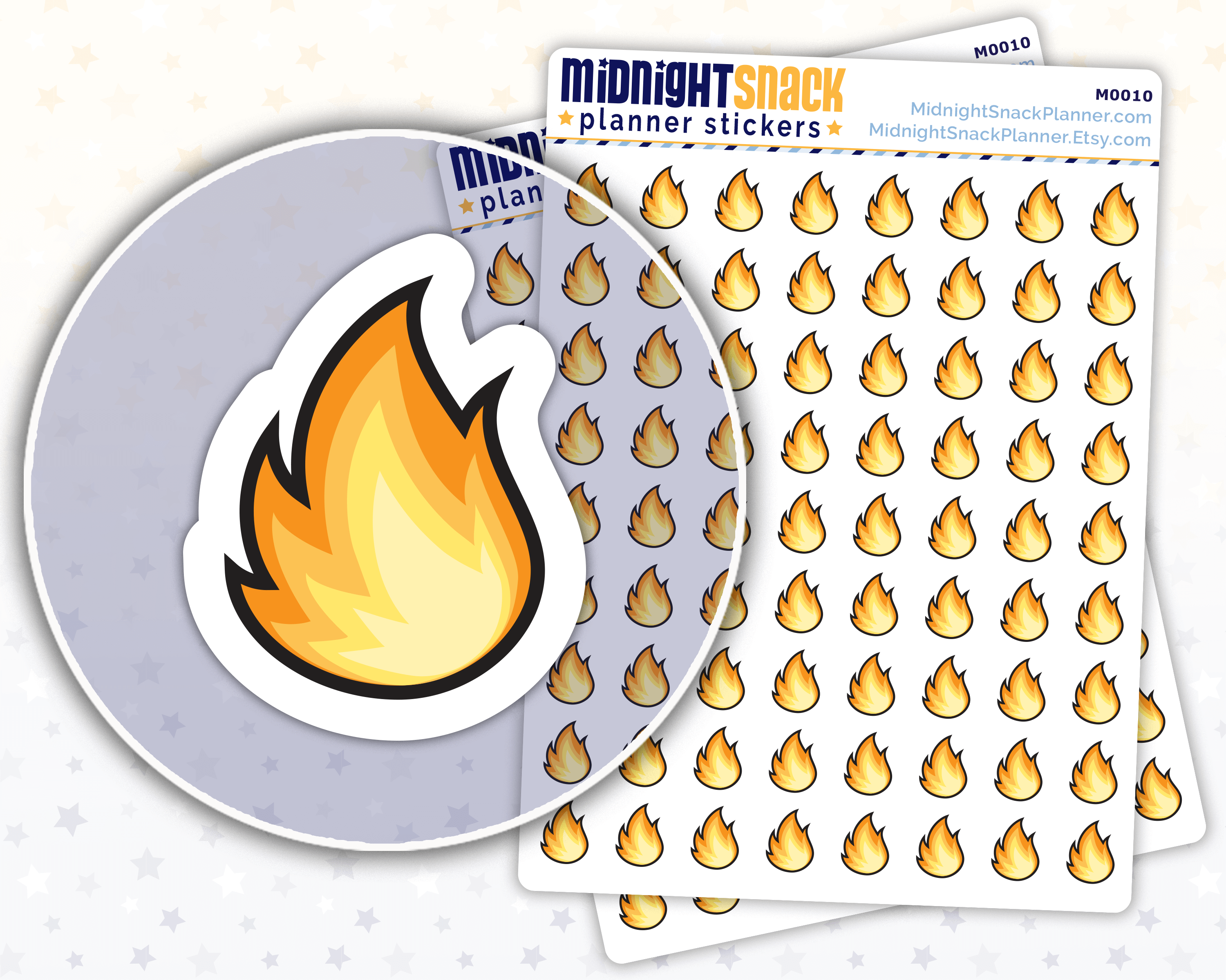 Small Fire Icon: Gas Bill Planner Stickers: Midnight Snack Planner